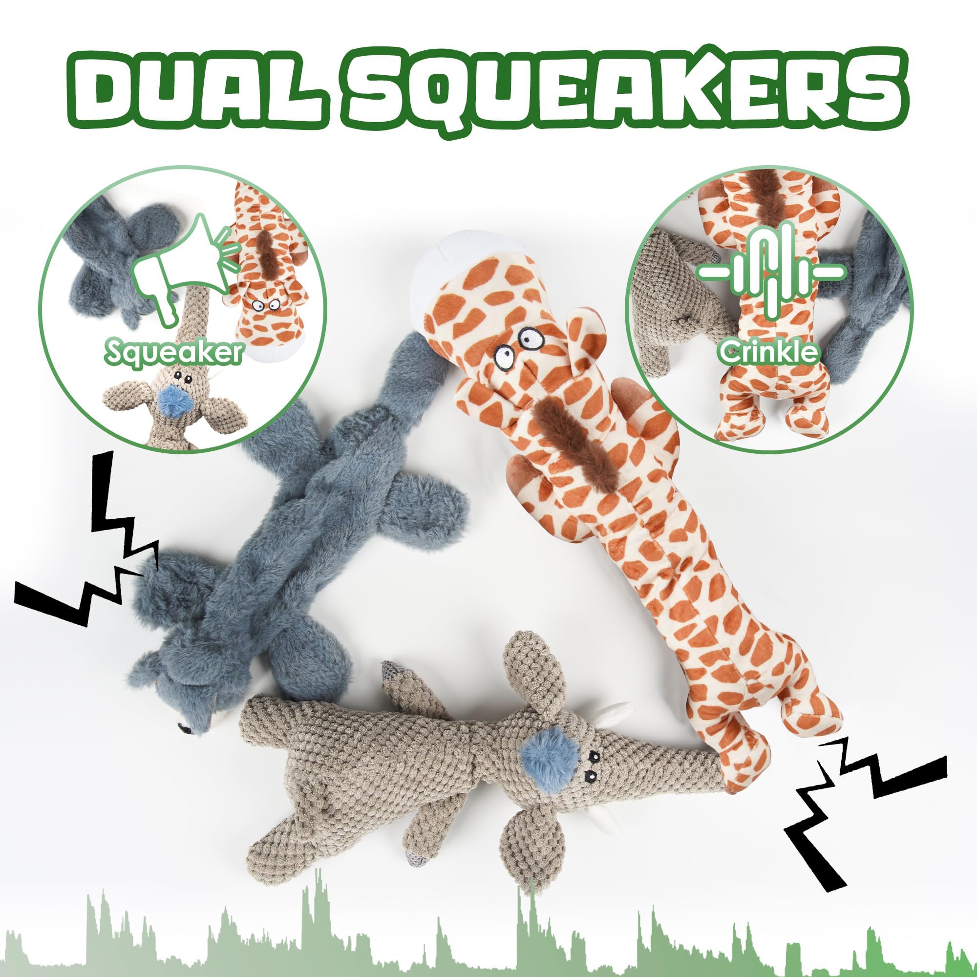 3 Pack Squeaky Dog Toys - Interactive Chew Toys for Small, Medium & Large Dogs - Cute Animal Designs with Fun Squeaker Sounds - Relieves Boredom & Keeps Pets Busy - Perfect for Indoor Play, Training Rewards & Outdoor Fetch Games