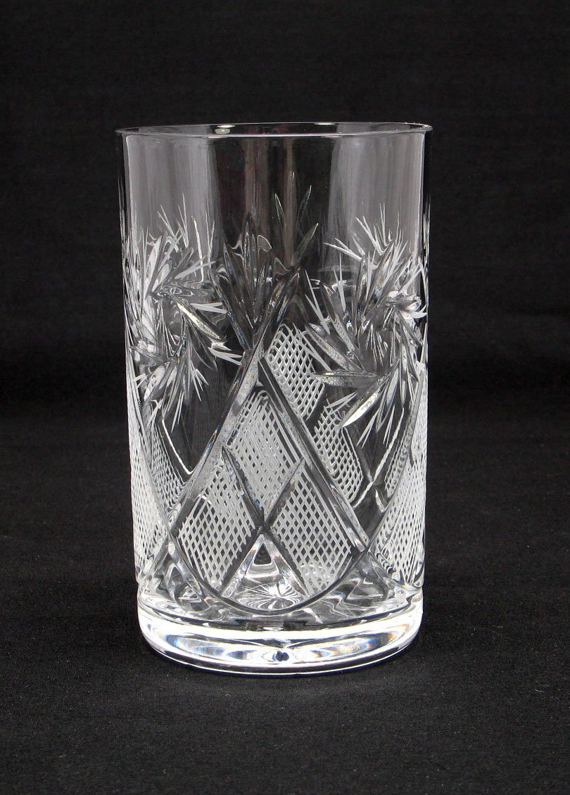 Premium Russian Cut Crystal Drinking Glasses - 8 oz Clear Glass Cups for Tea & Coffee - Perfect for Metal Glass Holder Podstakannik - Elegant Tea Time, Russian Tea Ceremony & Home Entertaining