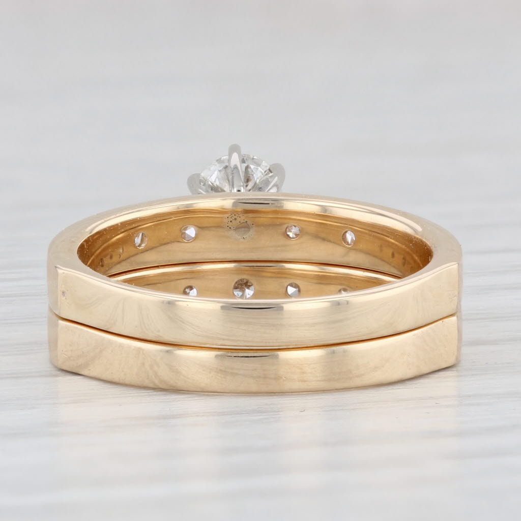 0.57ctw Round Diamond Engagement Ring & Wedding Band Set in 14k Gold - Perfect for Proposals, Anniversaries, and Bridal Jewelry