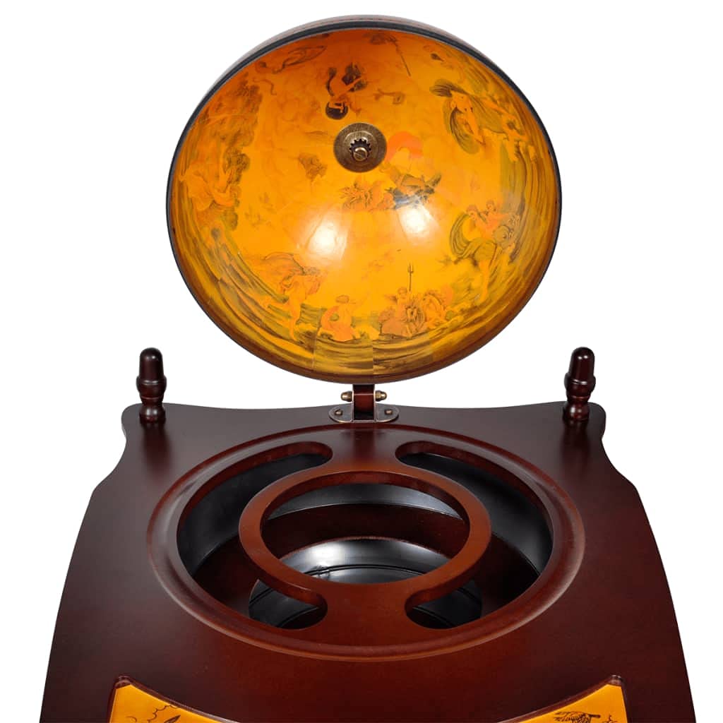 CHARMMA Globe Bar Wine Stand - Freestanding Eucalyptus Wood Wine Rack (Brown, 14.4KG) - Perfect for Home Bars, Restaurants & Wine Cellars