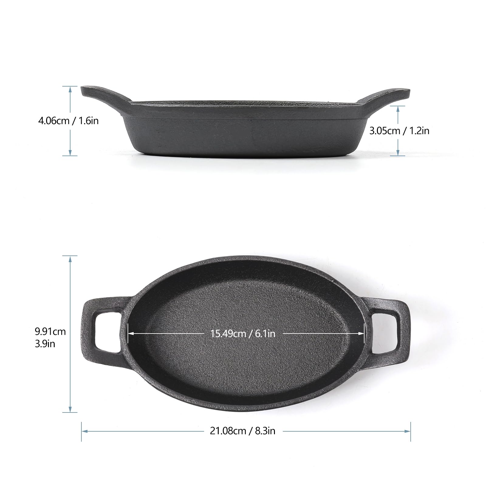 HAWOK 4-Piece Cast Iron Mini Oval Serving Dishes Set with Storage Bag - Perfect for Appetizers, Side Dishes & Small Casseroles - Ideal for Dinner Parties, Holiday Meals & Kitchen Serving