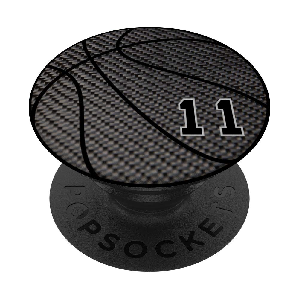 Black Basketball Number 11 Phone Stand for Men - PopSockets PopGrip with Swappable Grip for Phones & Tablets | Perfect for Sports Fans, Office Desk & Travel Accessories