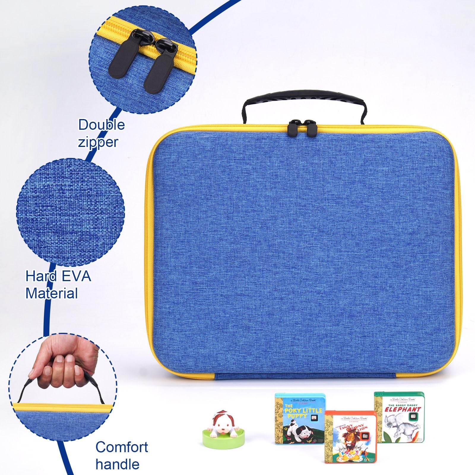 Little Tikes Story Dream Machine Travel Case - Durable Carry Box for Kids Books & Projector Toys | Perfect Gift for 3+ Year Old Girls | Blue Storage Organizer for Bedtime Stories, Travel & Playtime