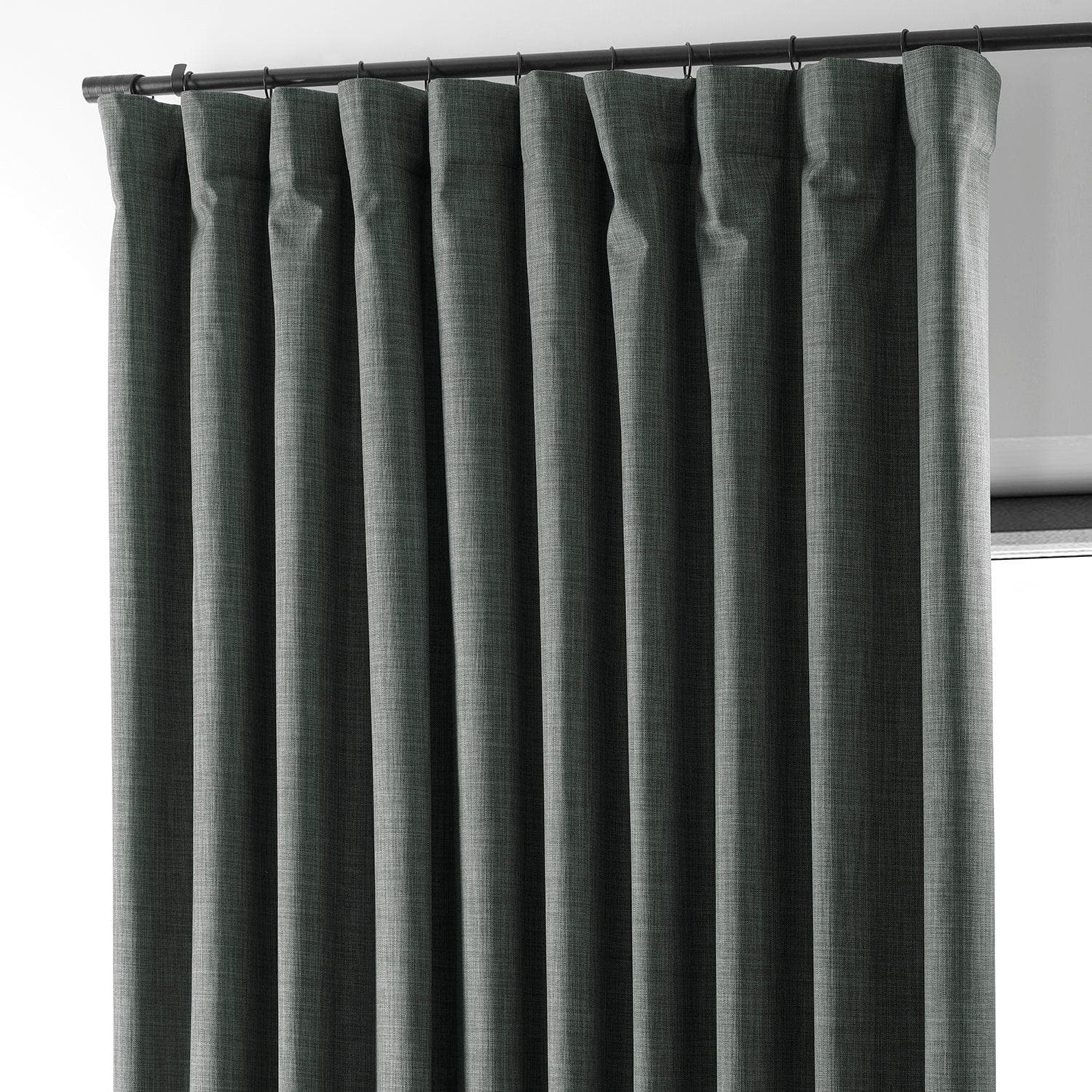 Dark Grey Extra Wide Blackout Curtains for Bedroom - Thermal Insulated Linen Hotel Drapes for Noise Reduction & Light Blocking | Perfect for Home Theater, Nursery & Shift Workers