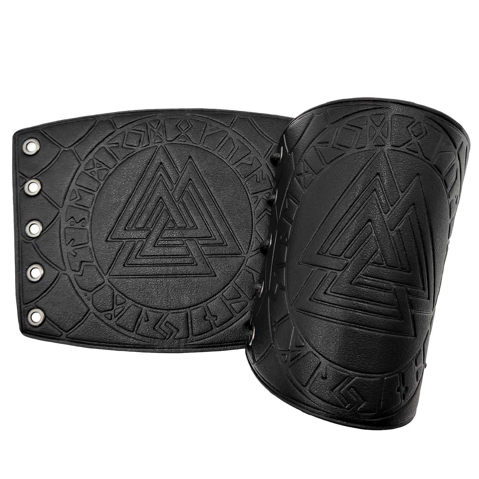 JAOYU Medieval Leather Bracer Set - 2PCS Viking Arm Guards, Leather Vambrace Wrist Armor for LARP, Cosplay & Renaissance Fairs | Durable Leather Gauntlets for Role Playing, Historical Reenactments & Costume Accessories