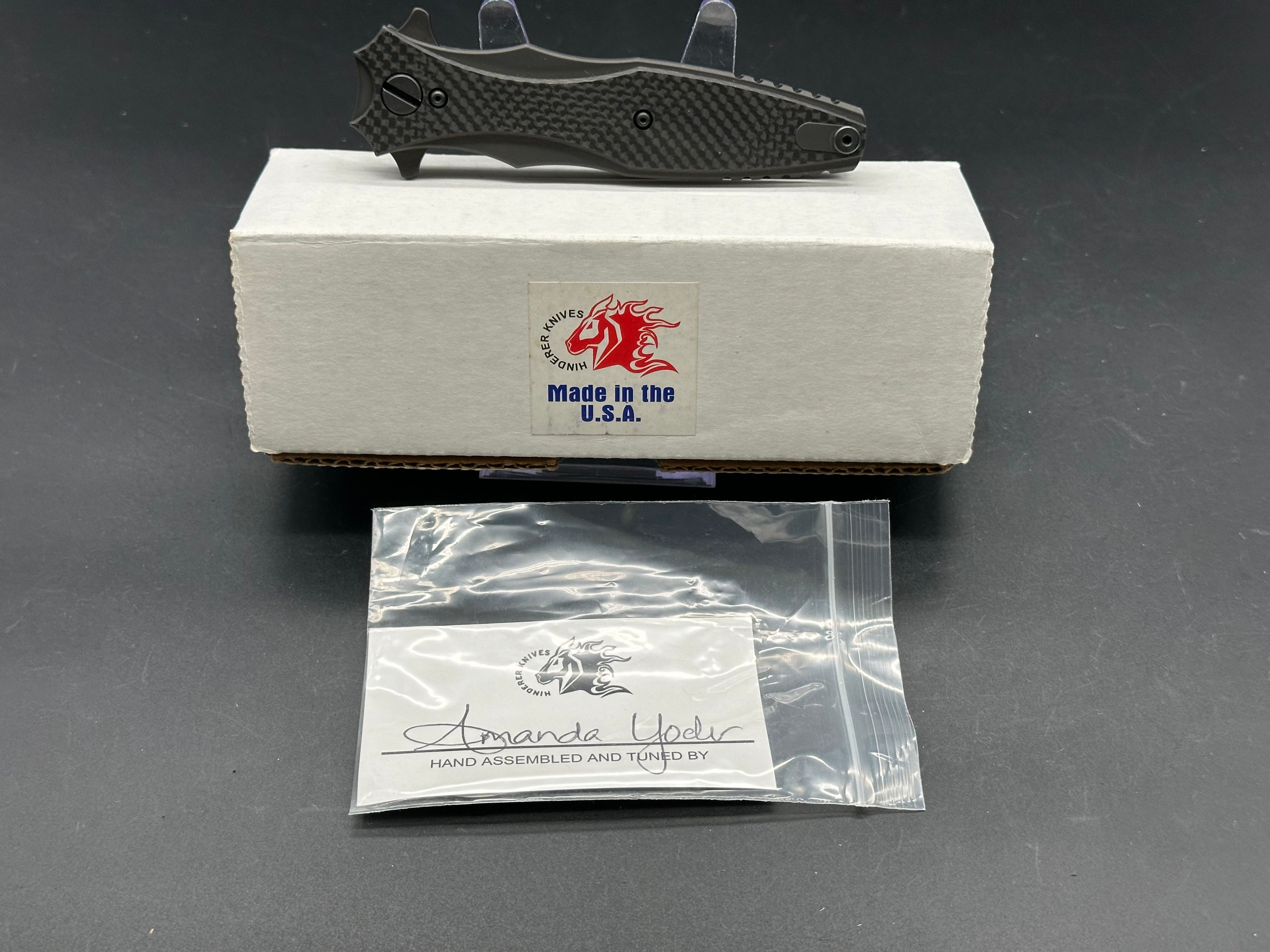 Hinderer Maximus Blackout Folding Knife with Carbon Fiber Scales - EDC, Outdoor, Tactical & Survival Use