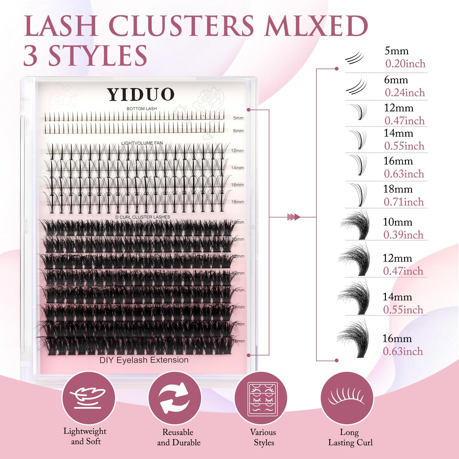 Premium 308Pcs DIY Eyelash Clusters Kit - Natural Fluffy Wispy C-Curl Volume Lashes with Bottom Lashes, Glue, Tweezers, Removers & Brushes | Professional Salon Quality Lash Extensions for Daily Wear, Parties & Special Occasions