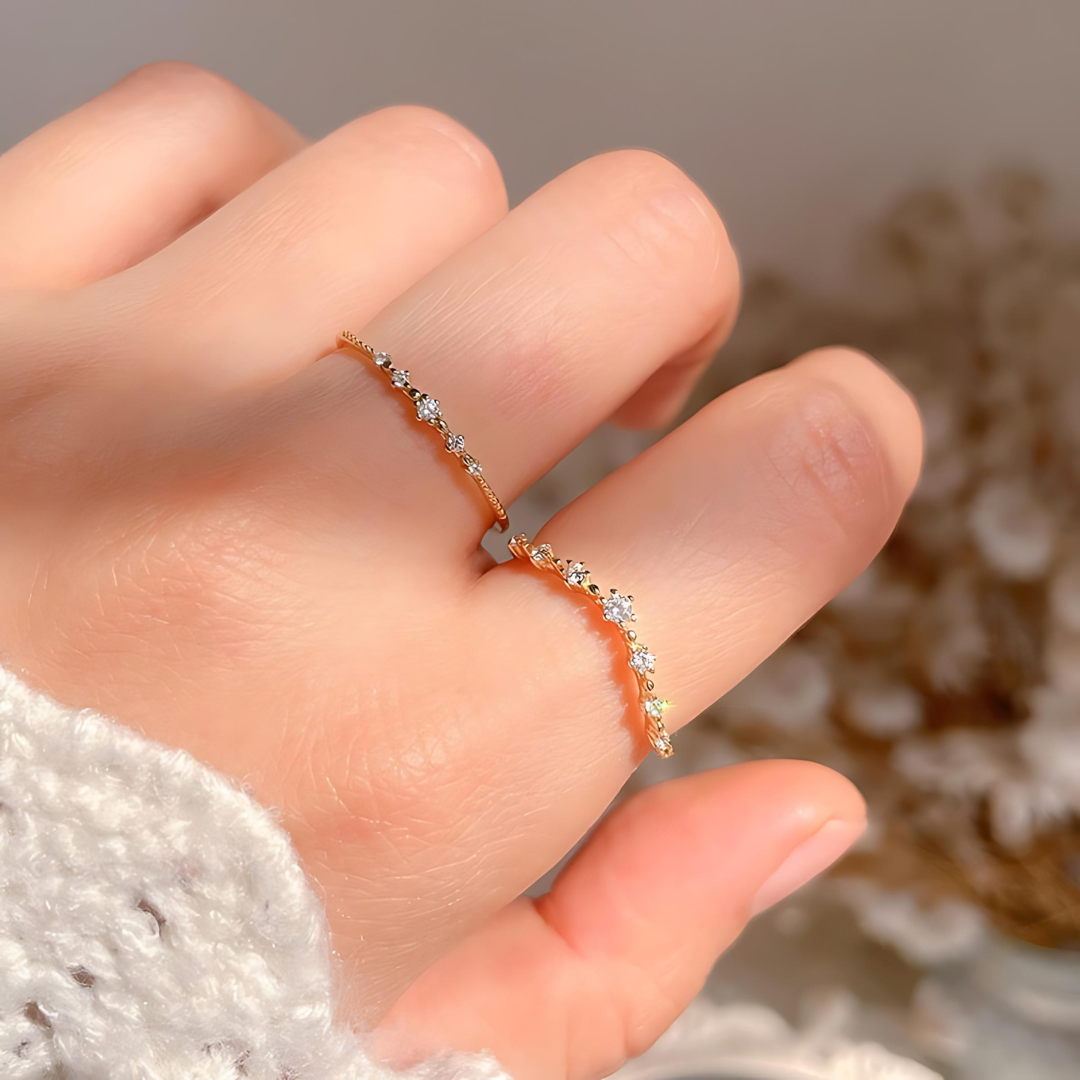 18K Gold Curved Eternity Stackable Wedding Band Ring for Women - Dainty Minimalist V-Shaped Ring for Stacking, Anniversary Gift, Bridal Jewelry | Perfect for Everyday Wear, Date Nights & Special Occasions