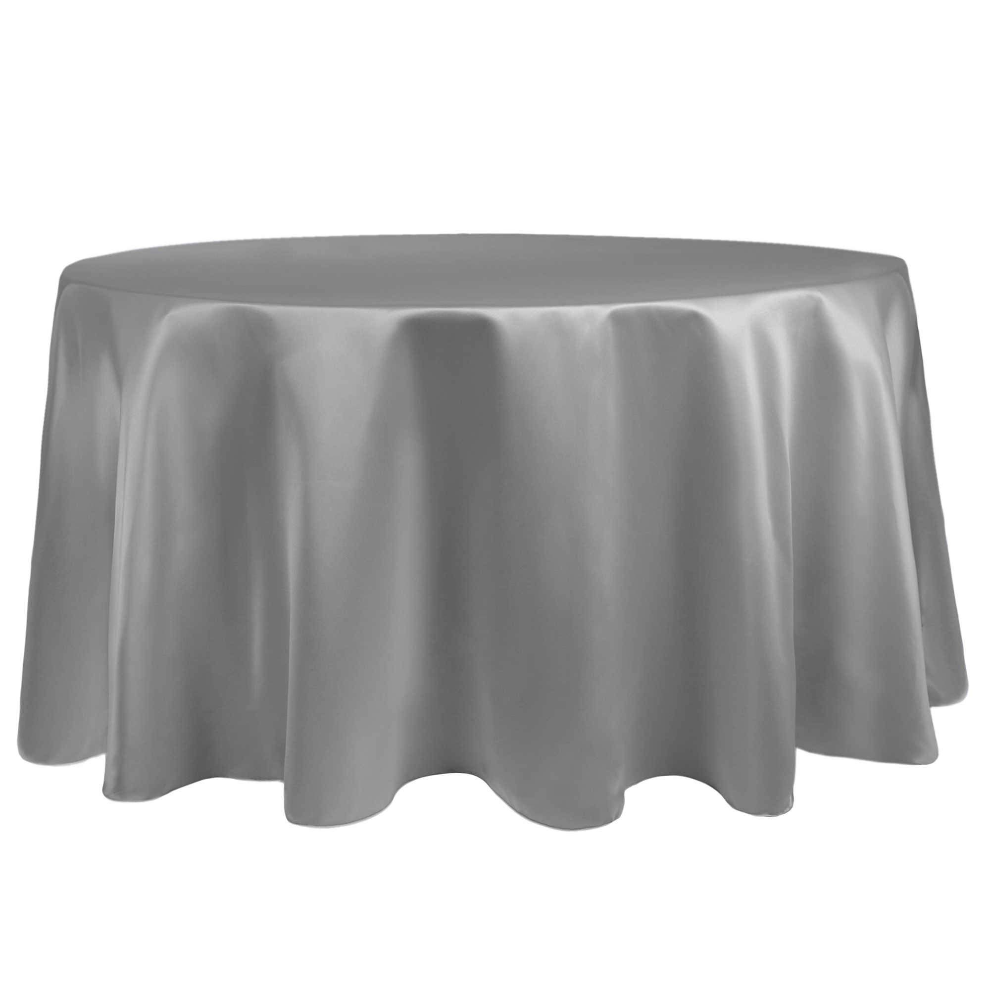 5-Pack Silver Grey 60-Inch Round Bridal Satin Tablecloths - Perfect for Wedding Receptions, Banquets & Formal Events - Fits Tables Under 60