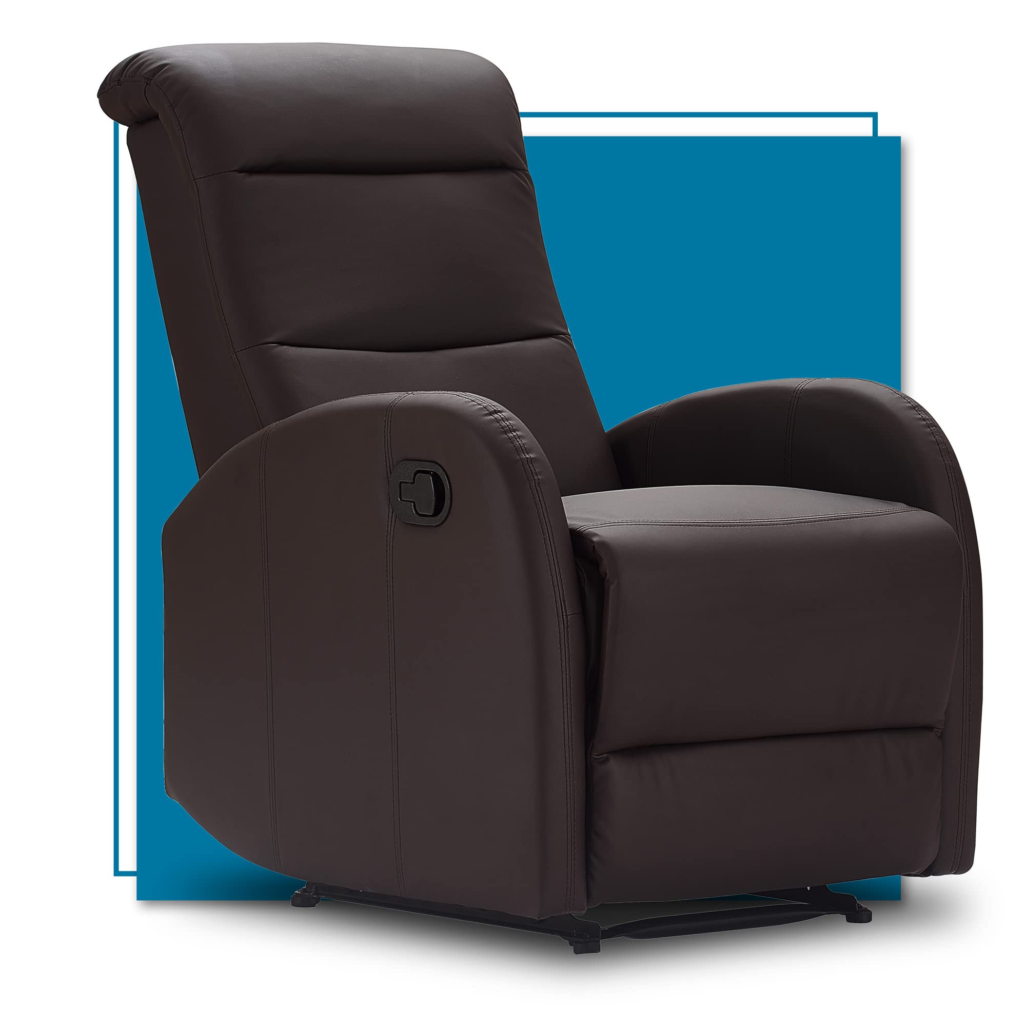 ClickDecor Bryson Bonded Leather Recliner Chair in Chocolate Brown - Comfortable PU Leather Living Room Recliner for Home Theater, Gaming & Relaxation