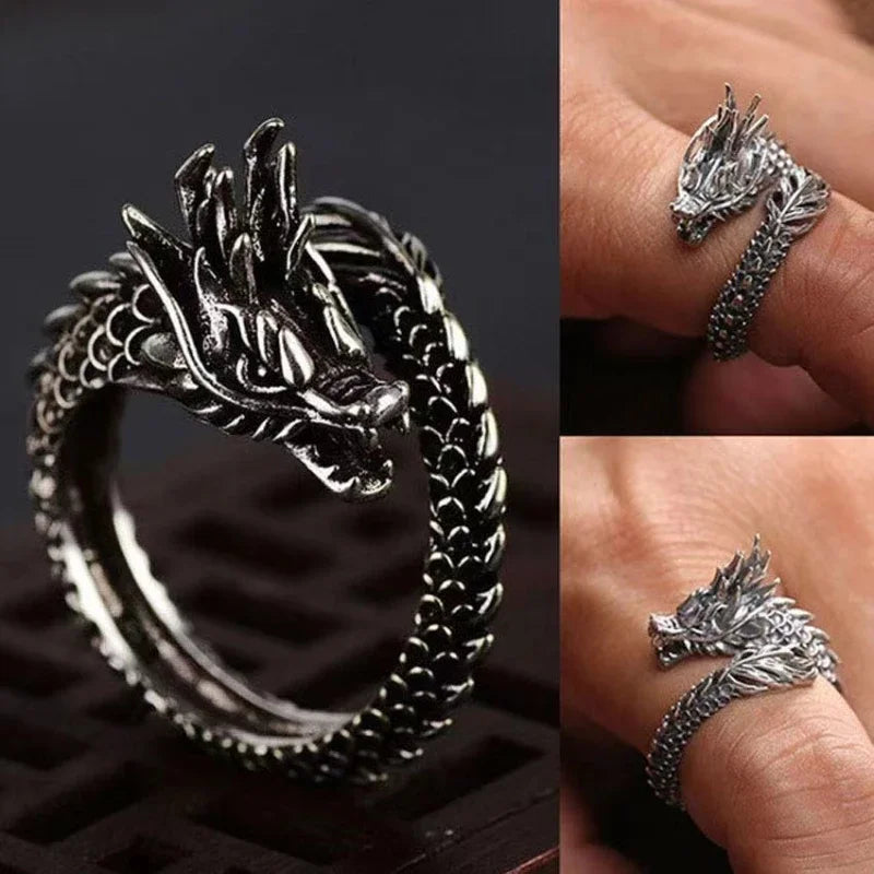 Dragon Face Ring for Men & Women - Gothic Fantasy Jewelry - Perfect for Cosplay, Halloween, and Medieval Costume Accessories