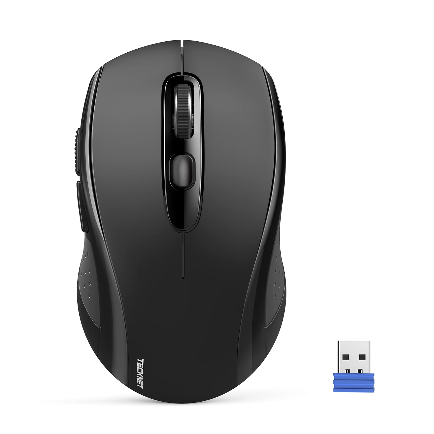 TECKNET Wireless Bluetooth Mouse for MacBook, 2-in-1 (BT 5.0 + 2.4G USB), 4000DPI Rechargeable Mouse - Compatible with Chromebook, Windows PC/Laptop - Black - Perfect for Office, Home & Travel Use