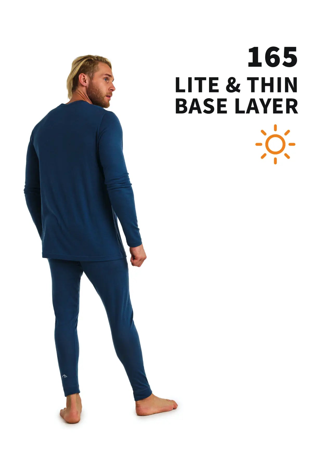 Men's Merino Wool Thermal Underwear Set - 165 Denim Blue | Warm Base Layer for Winter, Skiing & Outdoor Activities