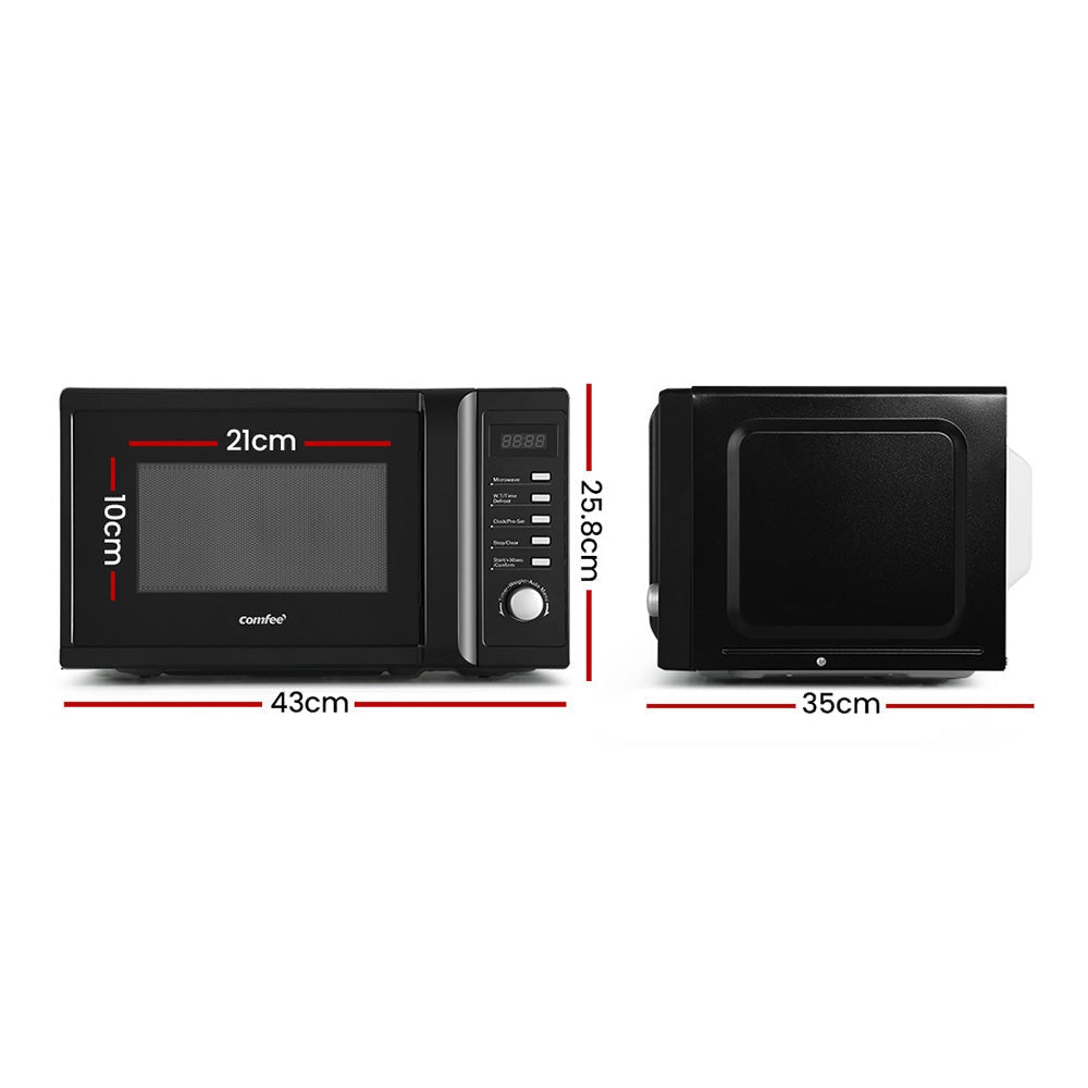 Comfee 20L 700W Black Microwave Oven for Kitchen - Compact Countertop Microwave with 10 Power Levels, Child Lock & Auto Menu - Perfect for Small Spaces, Dorms, Offices & Home Cooking