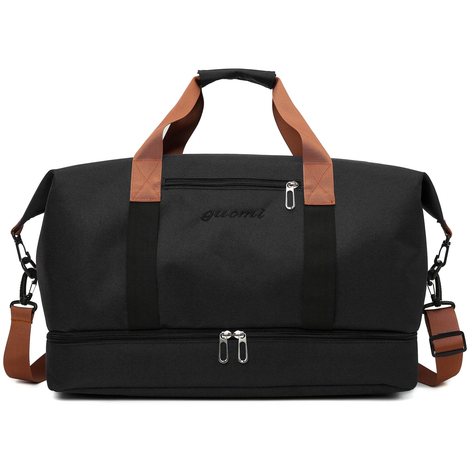 Topfinder Women's Lightweight Weekender Overnight Bag - Travel Carry On Duffel with Shoe Compartment & Wet Pocket - Perfect Gym Bag for Yoga, Sports & Weekend Getaways (Black)