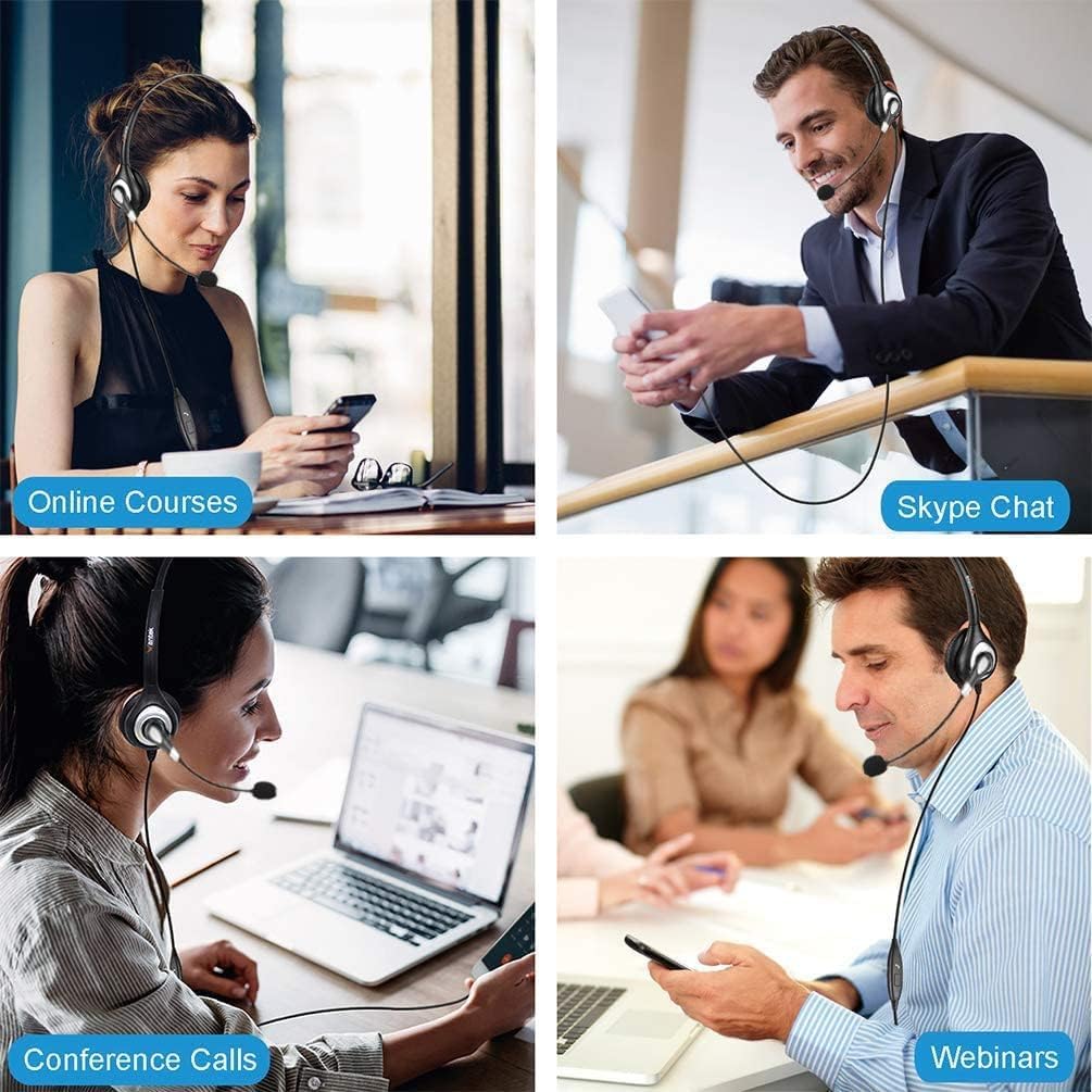Arama 3.5mm Mono Headset with Noise Cancelling Microphone & Call Controls - Compatible with iPhone, Samsung, Laptop for Teams, Skype, Call Center, Office - Ultra Comfortable for Long Business Calls & Online Meetings