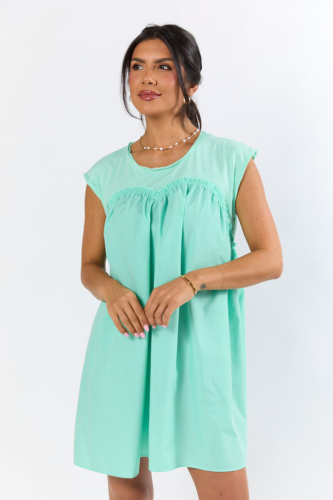 Stylish All The Buzz Mint Knit & Woven Mix Dress for Women - Summer Casual & Party Wear - On Sale Now