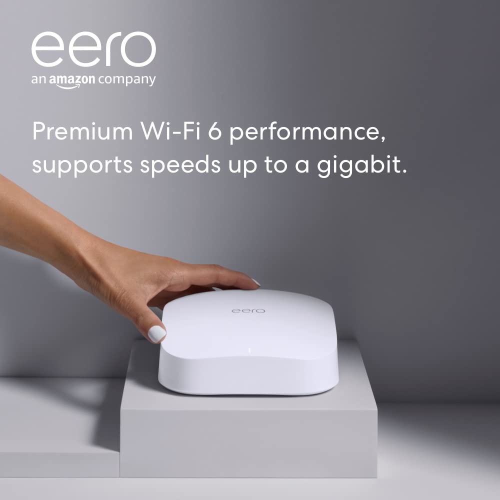 Refurbished Amazon eero Pro 6 Tri-Band Mesh WiFi 6 Router with Built-in Zigbee Smart Home Hub - Perfect for Whole Home Coverage & Smart Device Connectivity