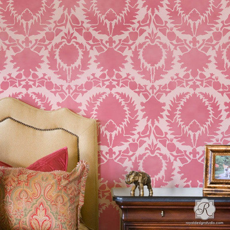 Handmade Silk Road Suzani Wall Stencil - Traditional Floral Pattern for DIY Home Decor, Wall Painting & Boho Interior Design