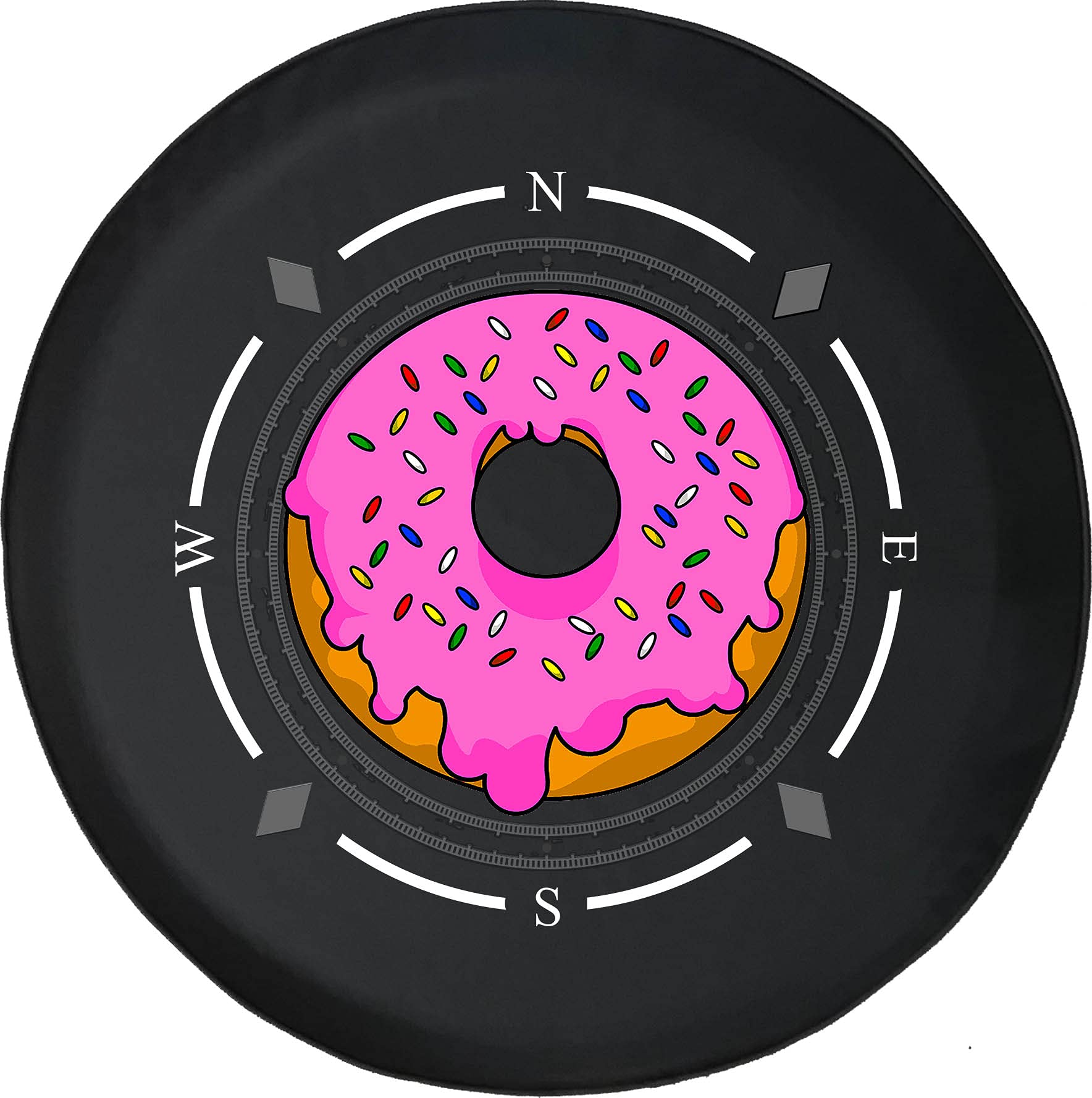American Unlimited Spare Tire Cover - Compass Jelly Doughnut Pink Donut Design Wheel Cover for SUV, Trailer, RV & Multiple Vehicles | Waterproof & UV-Resistant for Outdoor Adventures & Road Trips