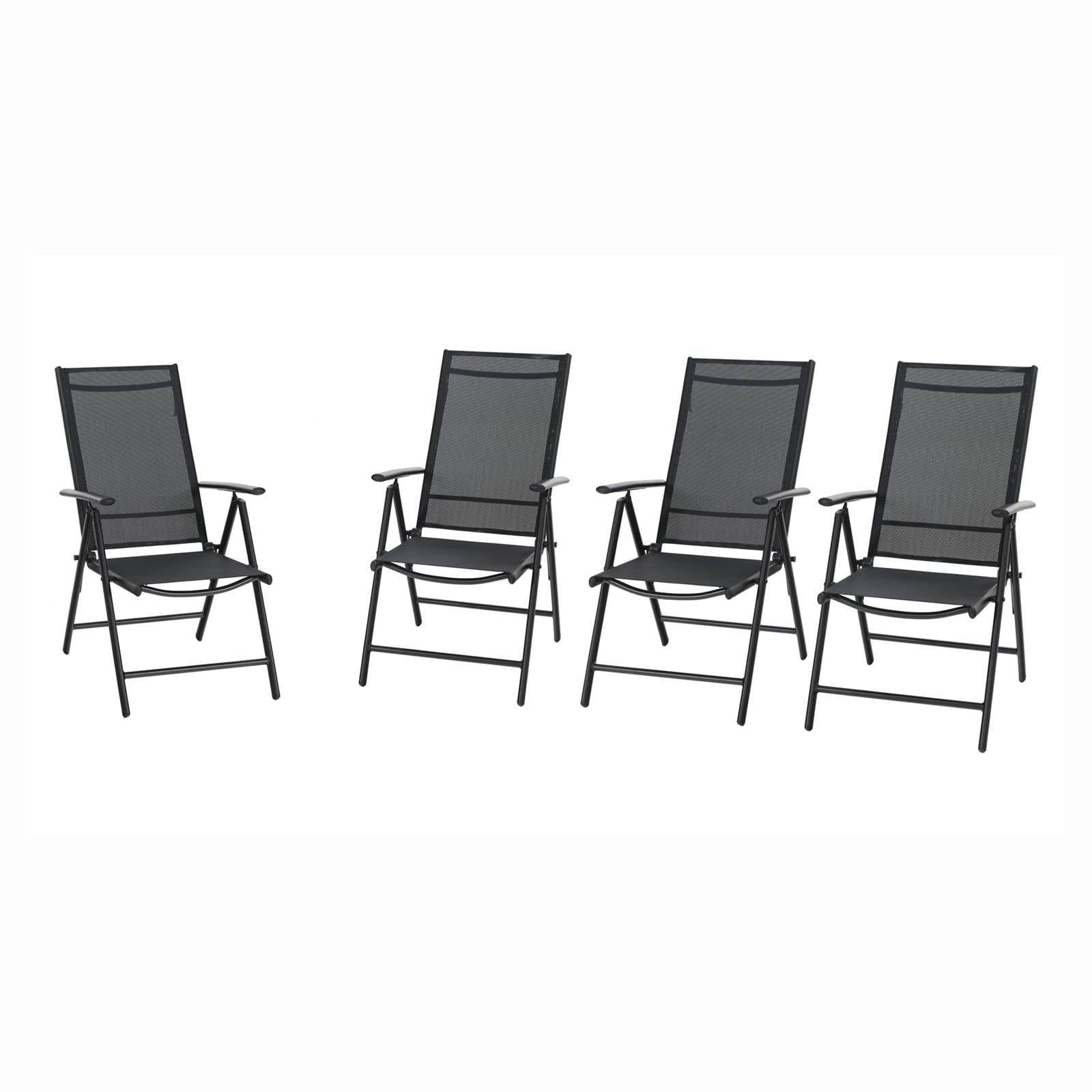 Sophia & William 4-Pack Outdoor Folding Chairs - Adjustable 7-Level Backrest, Lightweight Portable Textilene Patio Dining Chairs (Black) - Perfect for Backyard BBQs, Beach Trips, Camping & Picnics