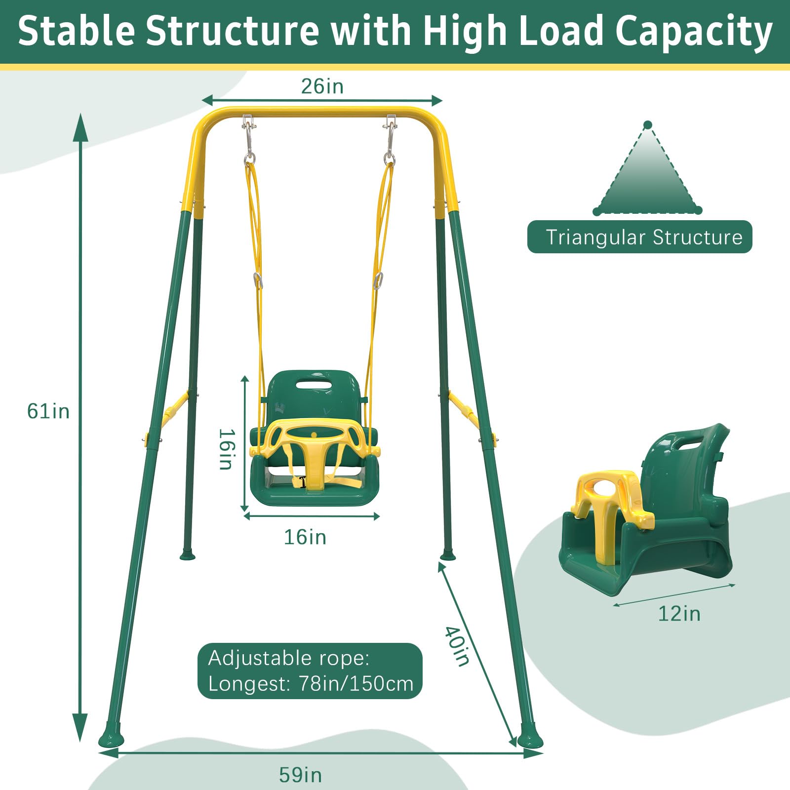 Taleco Gear 2 in 1 Toddler Swing & Baby Jumper with 4 Sandbags for Stability - Foldable Infant Swing for Indoor & Outdoor Use - Easy Installation & Storage - Perfect for Backyards, Parks, and Playrooms