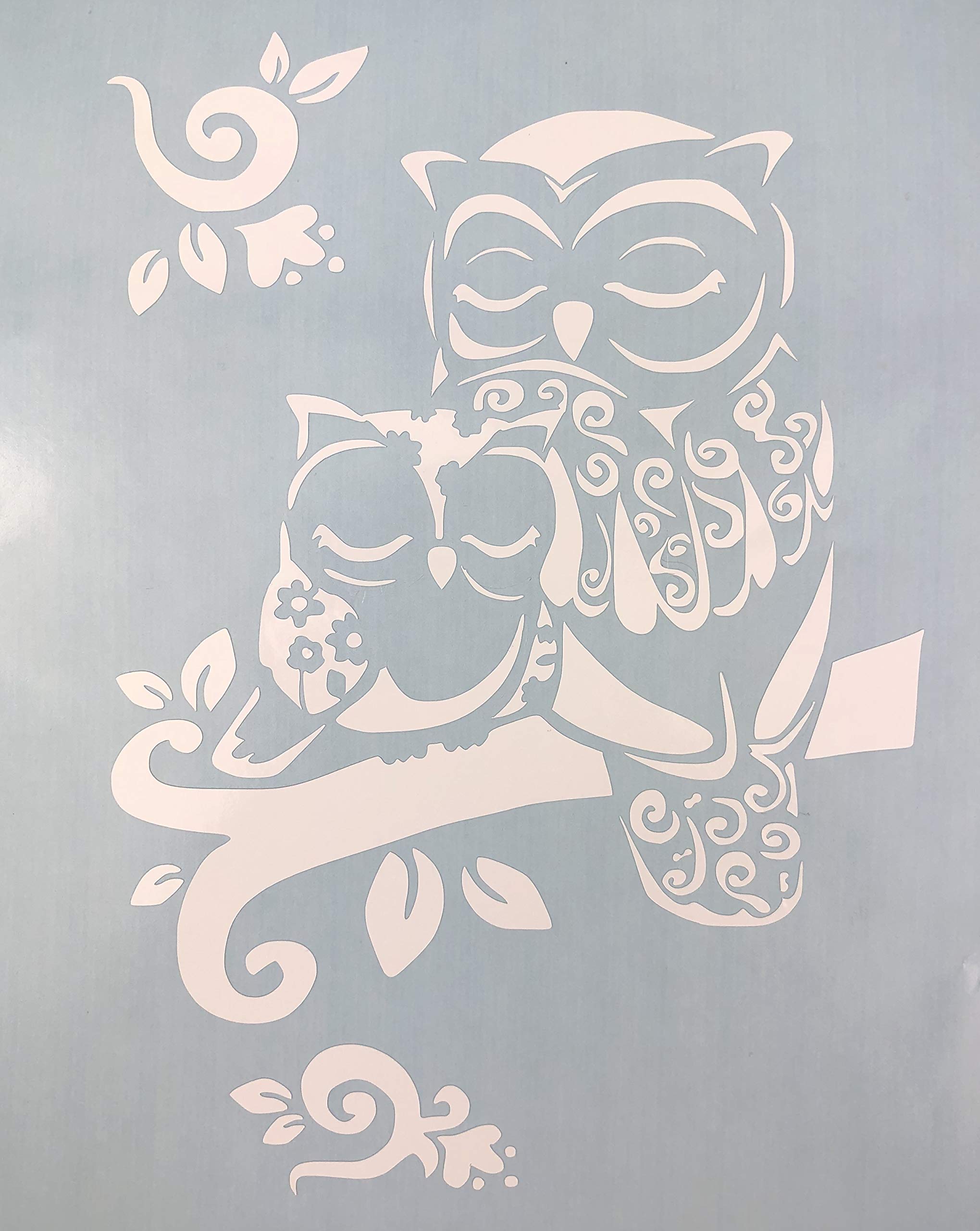 Owl Mom with Baby White Vinyl Decal - Waterproof Sticker for Nursery, Laptop, Car Window - Perfect Gift for Mother's Day & Baby Showers