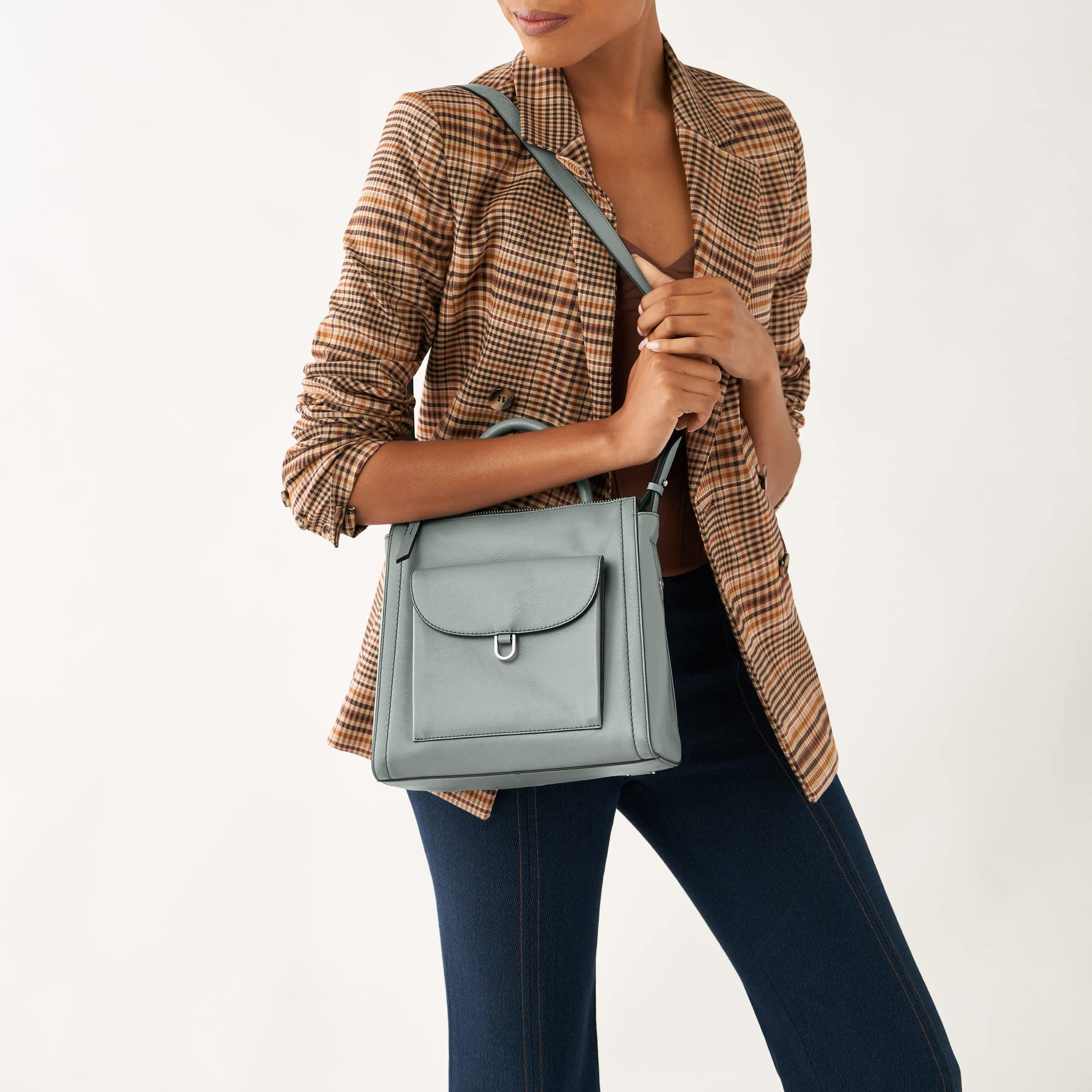 Fossil Women's Parker Mini Backpack - Smokey Blue Crossbody Purse | Compact Travel Bag for Work, School & Everyday Use | One Size US