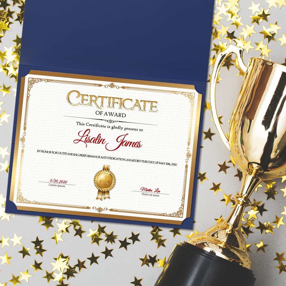Premium Gold Foil Certificate Paper - 50 Blank Award Sheets for Diplomas, Recognition & Participation Awards - Laser & Inkjet Printer Friendly - 8.5x11 Inches - Perfect for School Ceremonies, Corporate Events & Graduation Awards