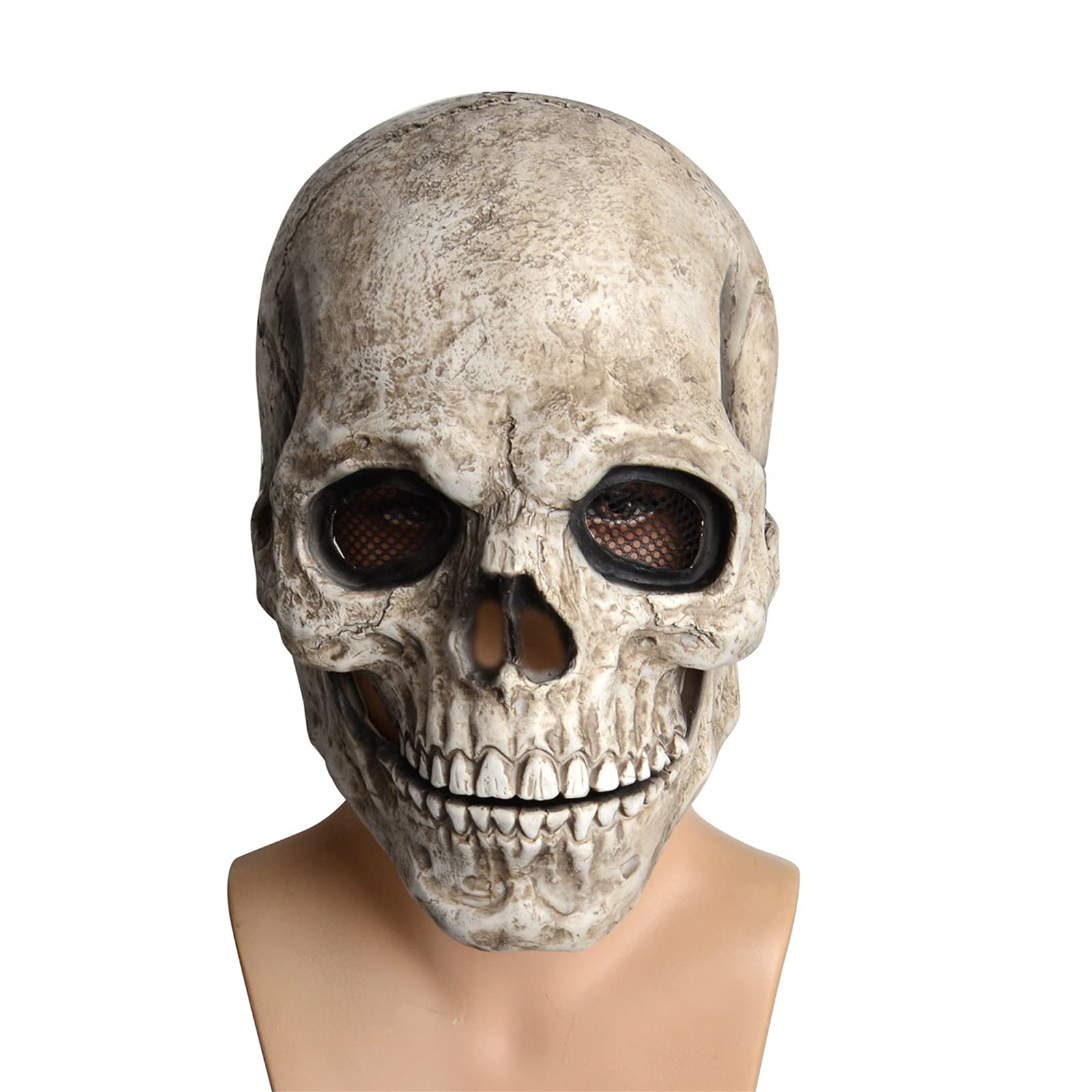 Scary Skull Mask with Moving Jaw - Full Head Halloween Costume for Adults | Horror Party, Cosplay & Haunted House Attire