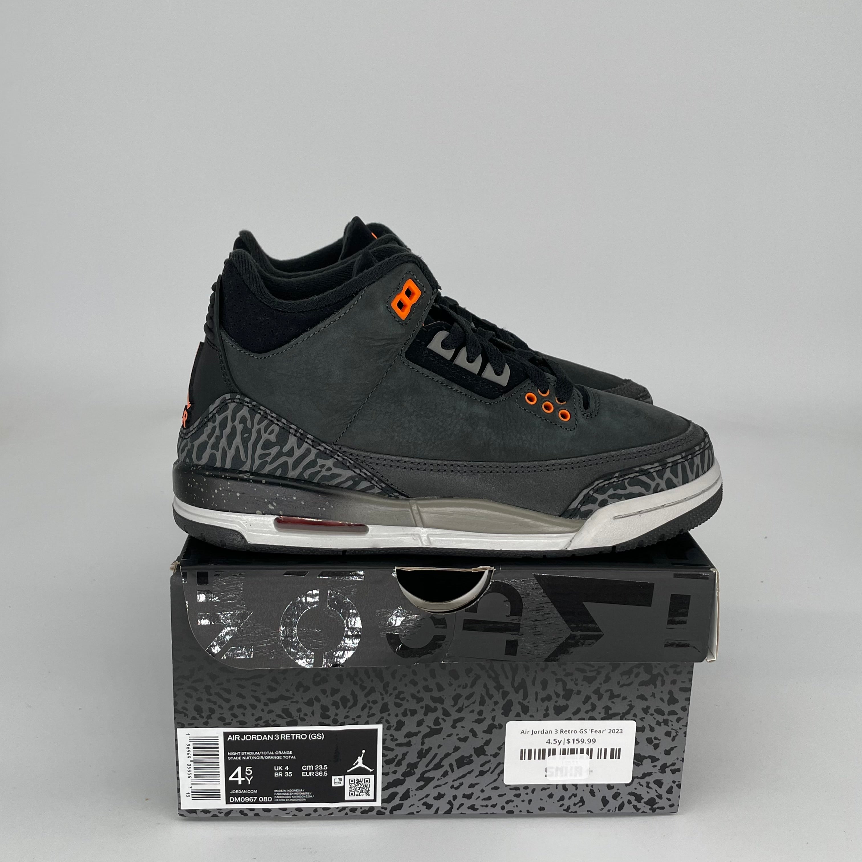 Air Jordan 3 Fear Sneakers - Size 4.5Y (DM0967-080) - Retro Basketball Shoes for Men & Women - Perfect for Streetwear, Gym & Casual Fashion