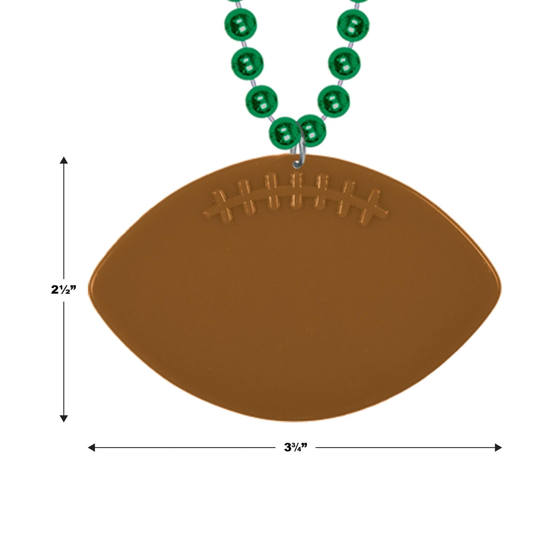 12 Pack Green Mardi Gras Bead Necklaces with Football Medallion - Perfect for Football Tailgate Parties, St. Patrick's Day Celebrations & Themed Events