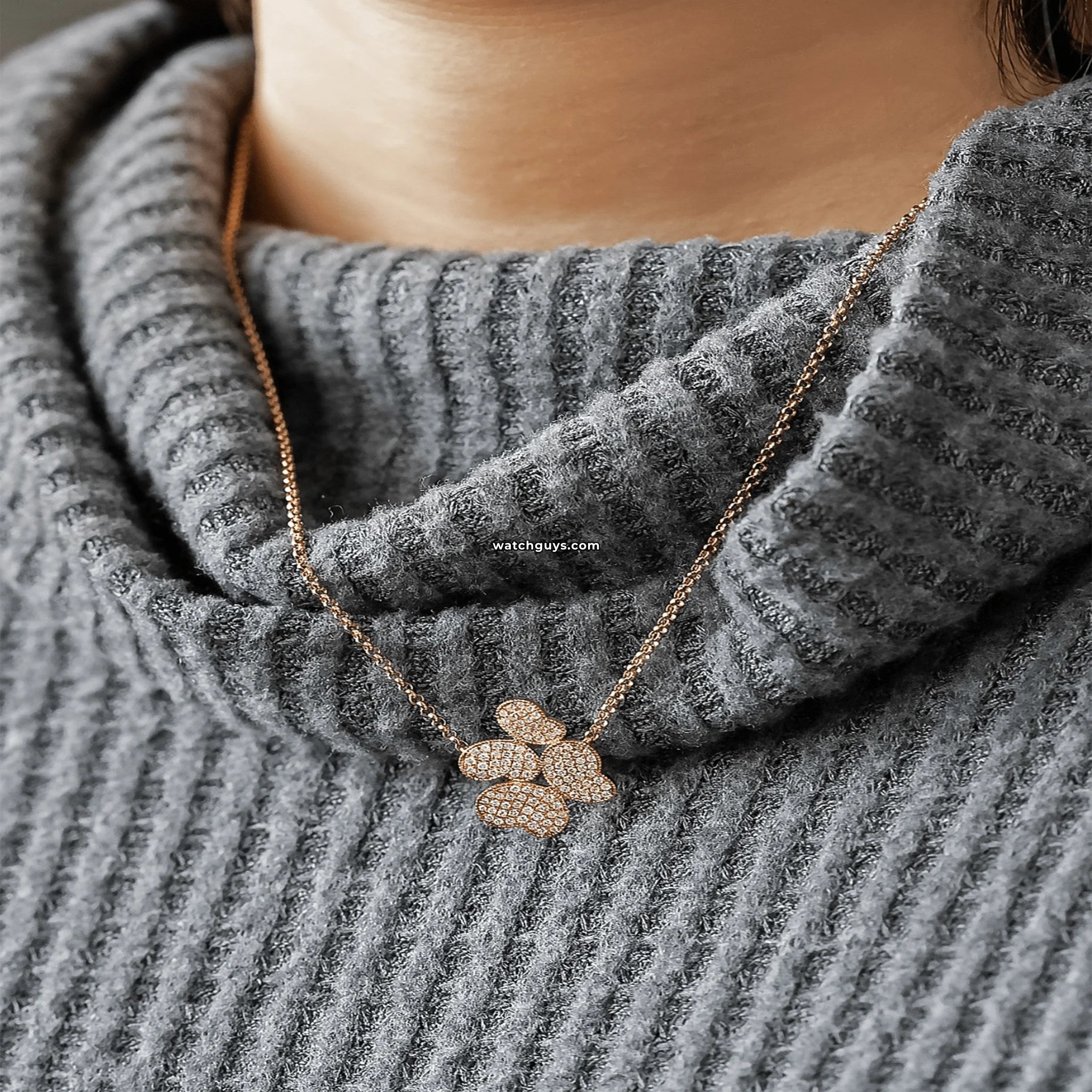 18k Rose Gold Butterfly Diamond Pendant Necklace for Women - Elegant Jewelry Gift for Birthday, Anniversary & Valentine's Day