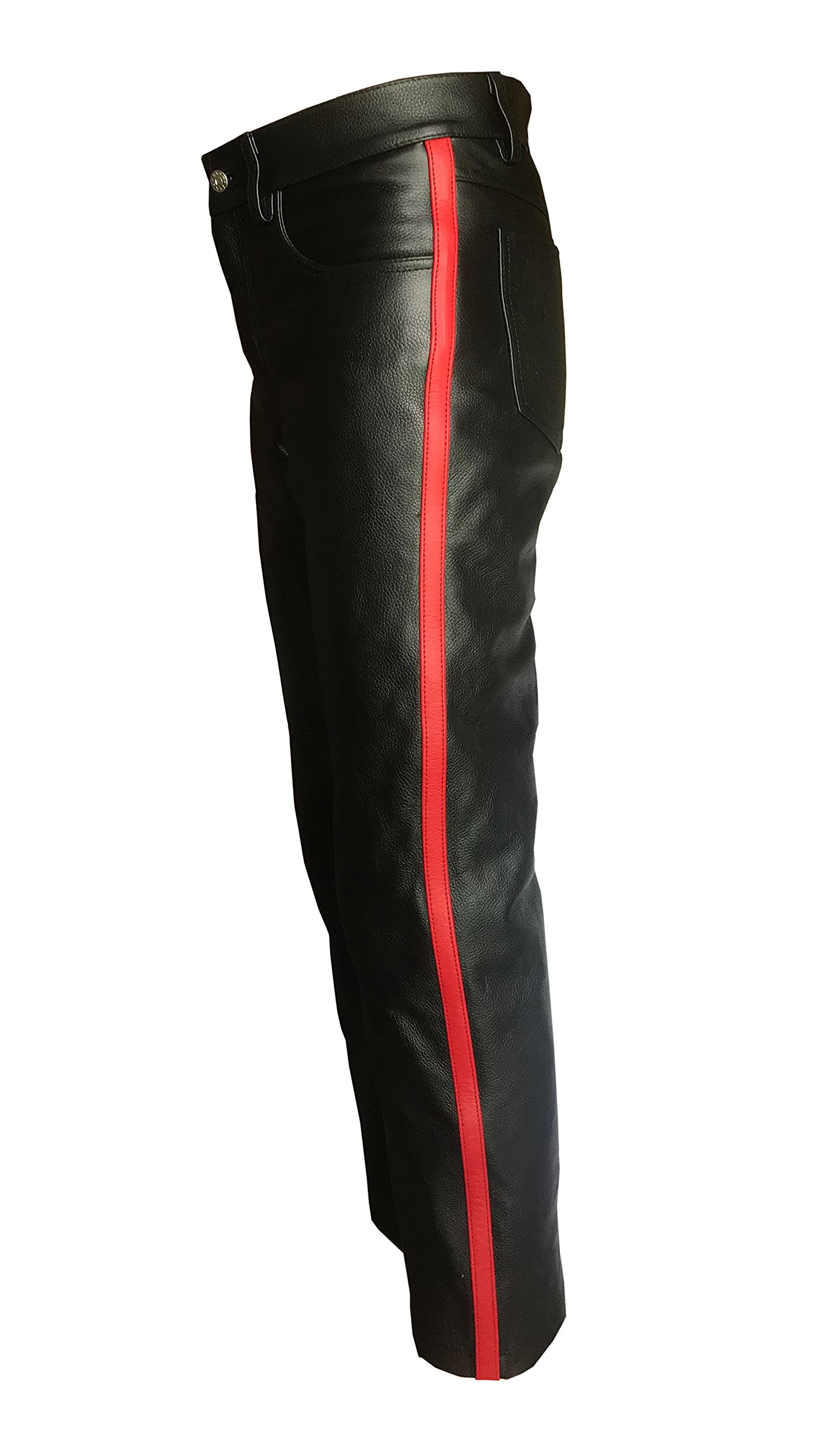 Genuine Black Leather Motorcycle Biker Jeans for Men - Stylish & Durable Riding Pants for Harley Davidson & Cruiser Bikes