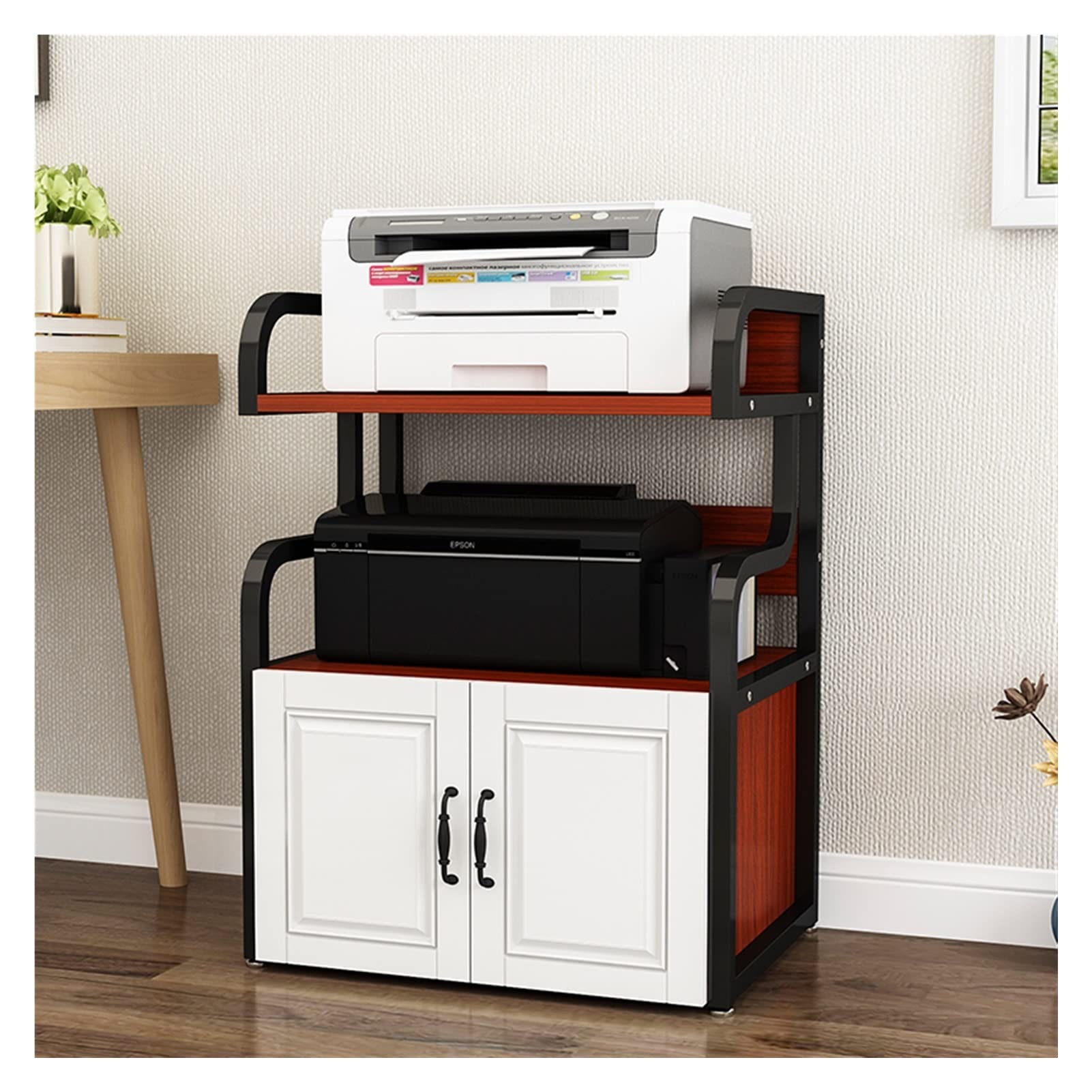 Heavy-Duty Floor-to-Ceiling Printer Stand with Multi-Layer Storage Shelf - Office Supplies Organizer for Copier, Files & Home Office - Space-Saving Solution for Small Offices & Workstations (Color: D)