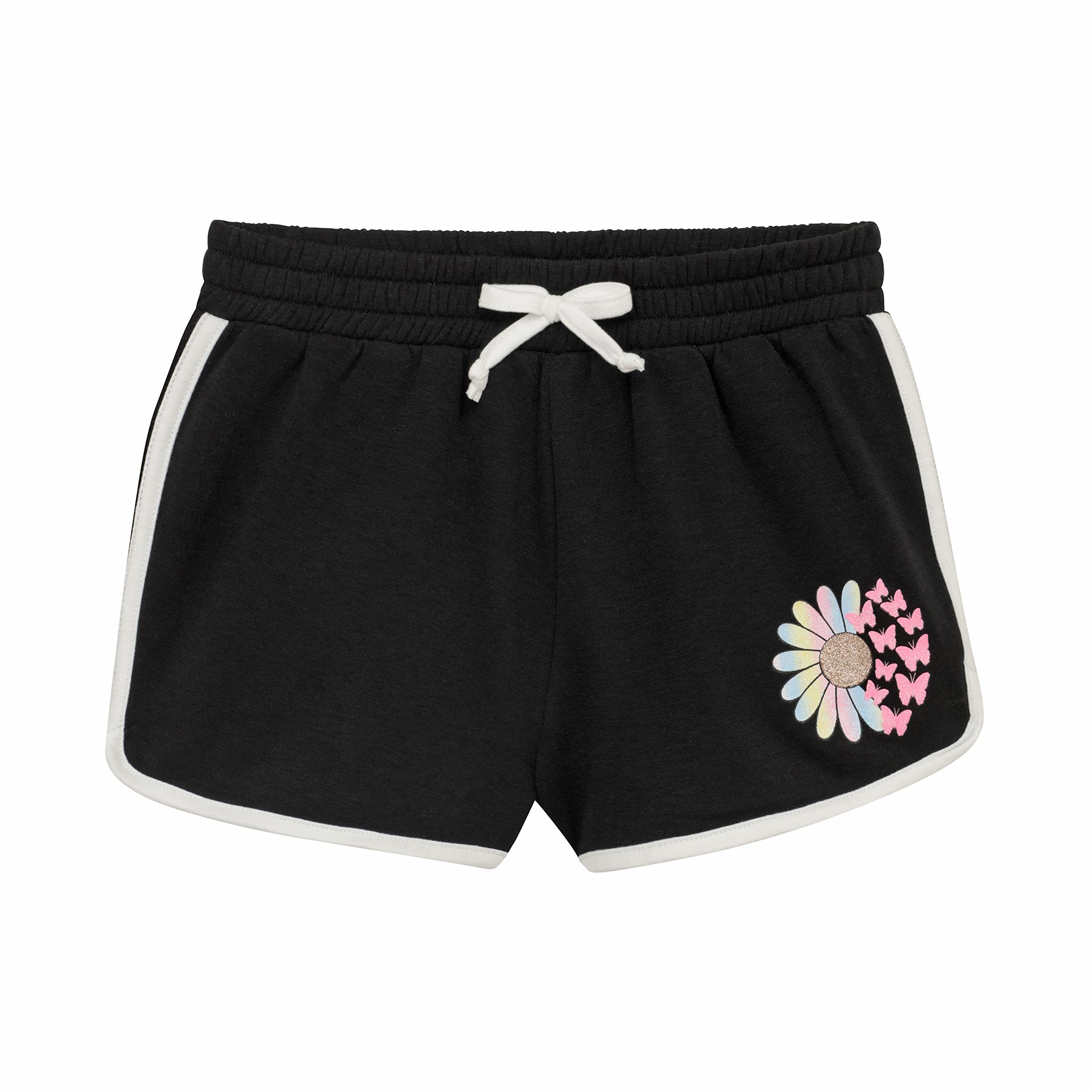 BTween Girls 4-Piece Active Performance Dolphin Shorts with Faux Drawstring - Breathable Sports Running Shorts for Kids - Perfect for Gym, Playground & Summer Outdoor Activities