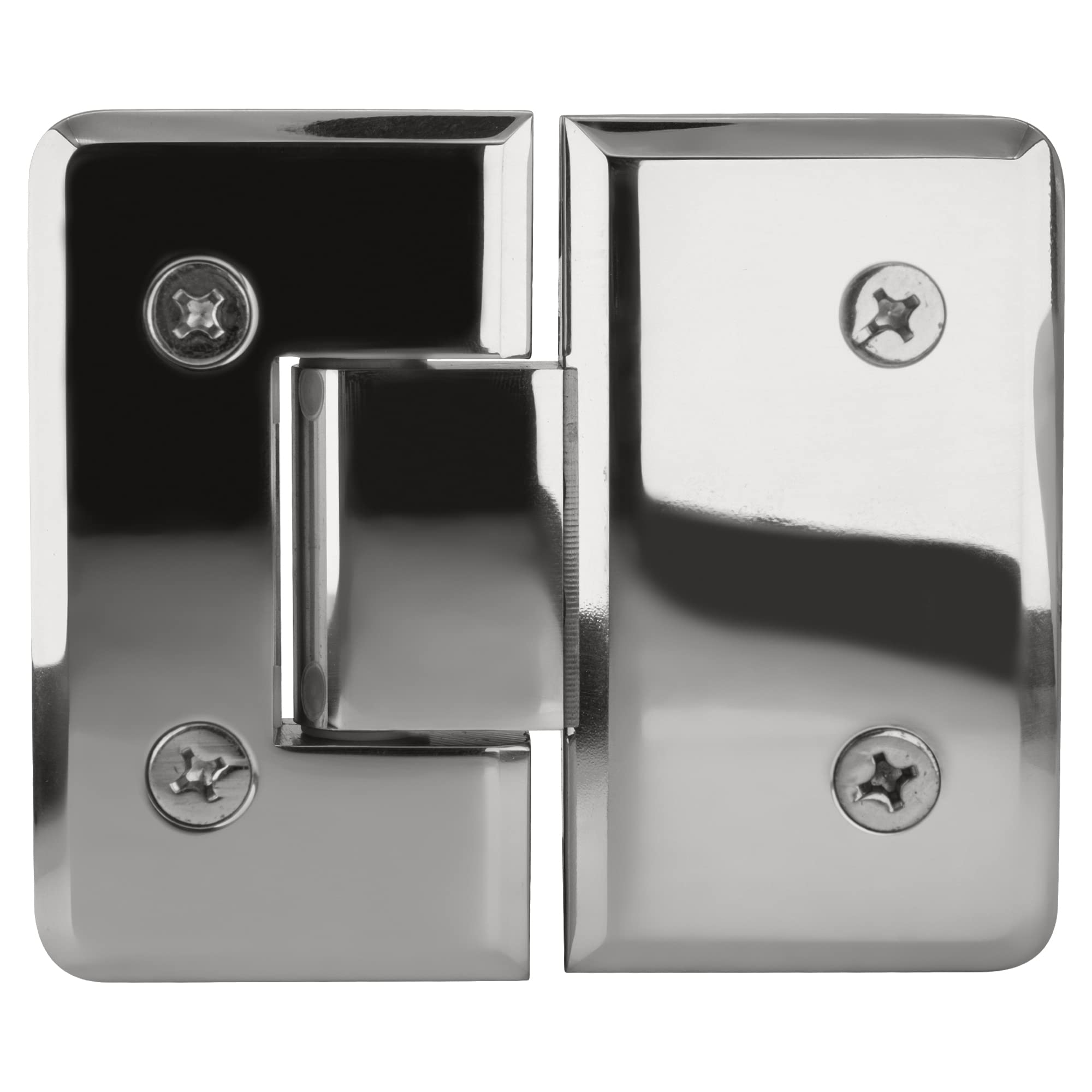 180 Degree Glass-to-Glass Chrome Hinge - Heavy Duty Positive Close Cabinet Hinge for Bathroom Mirrors, Shower Doors & Glass Furniture (Set of 2)