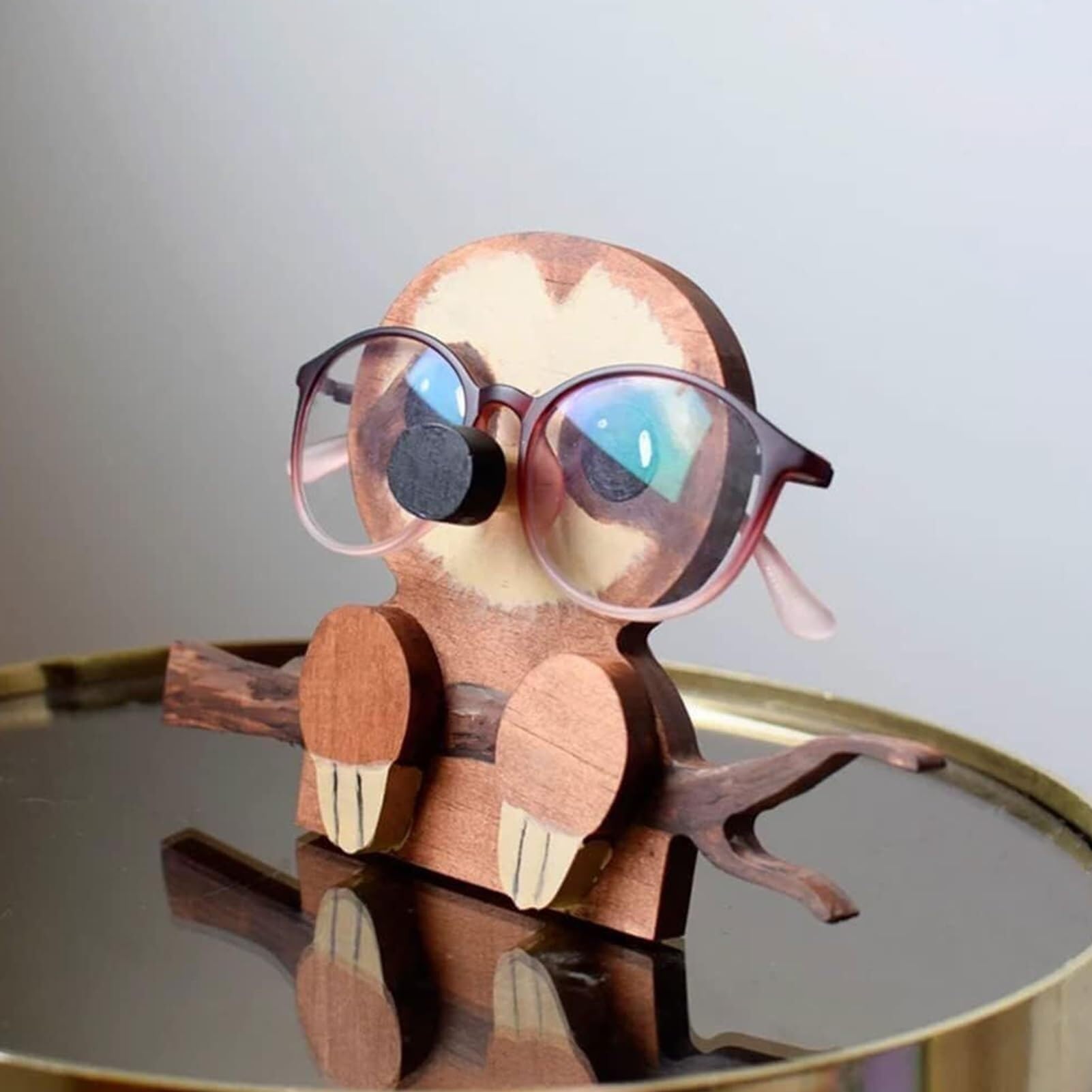 Creative Dachshund Glasses Holder - Handmade Owl Eyeglass Stand for Desk, Cute Animal Glasses Organizer for Home & Office - Perfect Gift for Glasses Wearers (Use on Nightstand, Dresser, or Workspace)