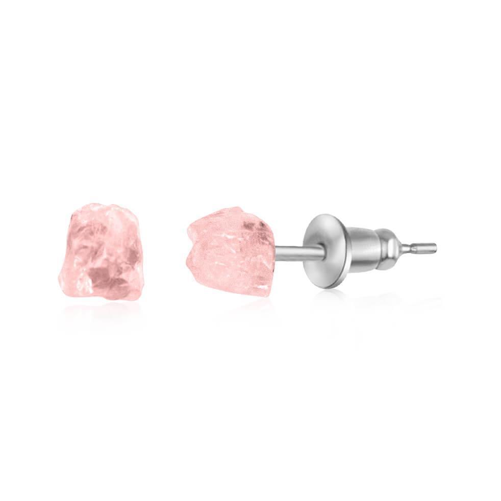 Natural Rose Quartz Raw Crystal Stud Earrings for Women - Healing Stone Jewelry for Chakra Balancing, Meditation & Spiritual Gifts