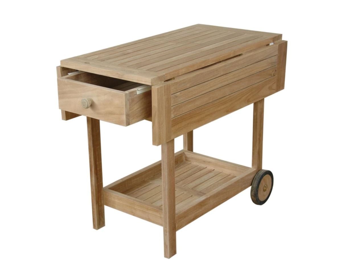 Anderson Teak Danica Serving Table Trolley TR 005 - Premium Rolling Bar Cart for Dining & Entertaining - Perfect for Home, Restaurant, and Outdoor Use