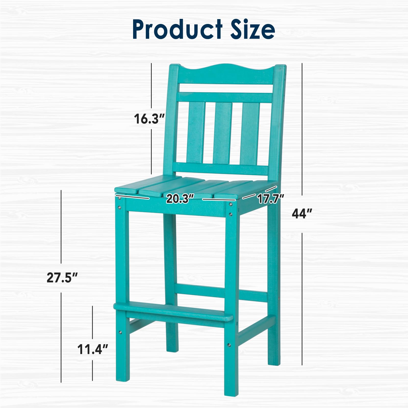 nalone Outdoor Bar Stools Set of 2 - Weather-Resistant HDPE Adirondack Bar Height Chairs for Patio, Deck, Garden & Backyard | Perfect for Poolside, BBQ Parties & Outdoor Entertaining (Aruba Style, Bar Stool Pair)