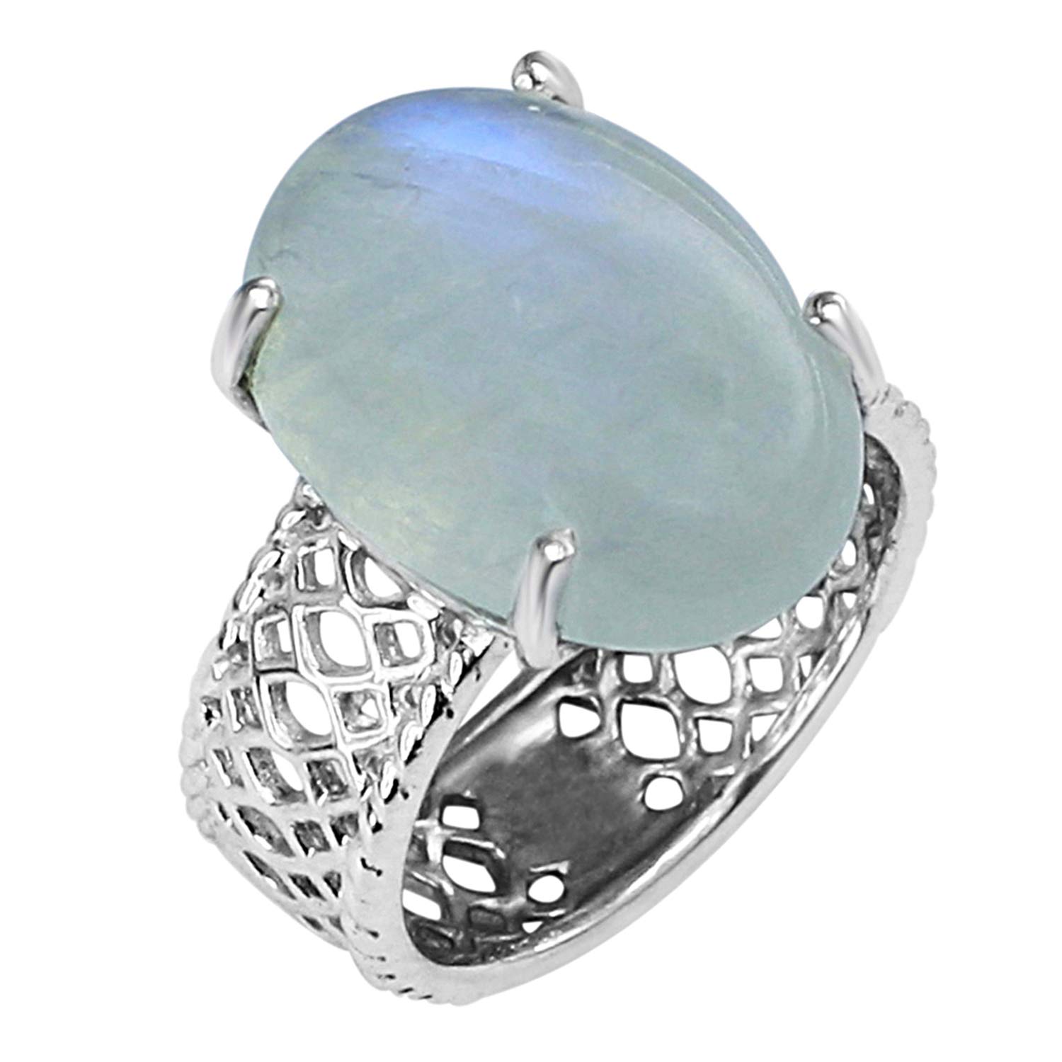 Natural Rainbow Moonstone Birthstone Ring - 925 Sterling Silver Promise Ring for Women | Non-Treated Gemstone Jewelry | Perfect for Anniversaries, Engagements & Special Occasions