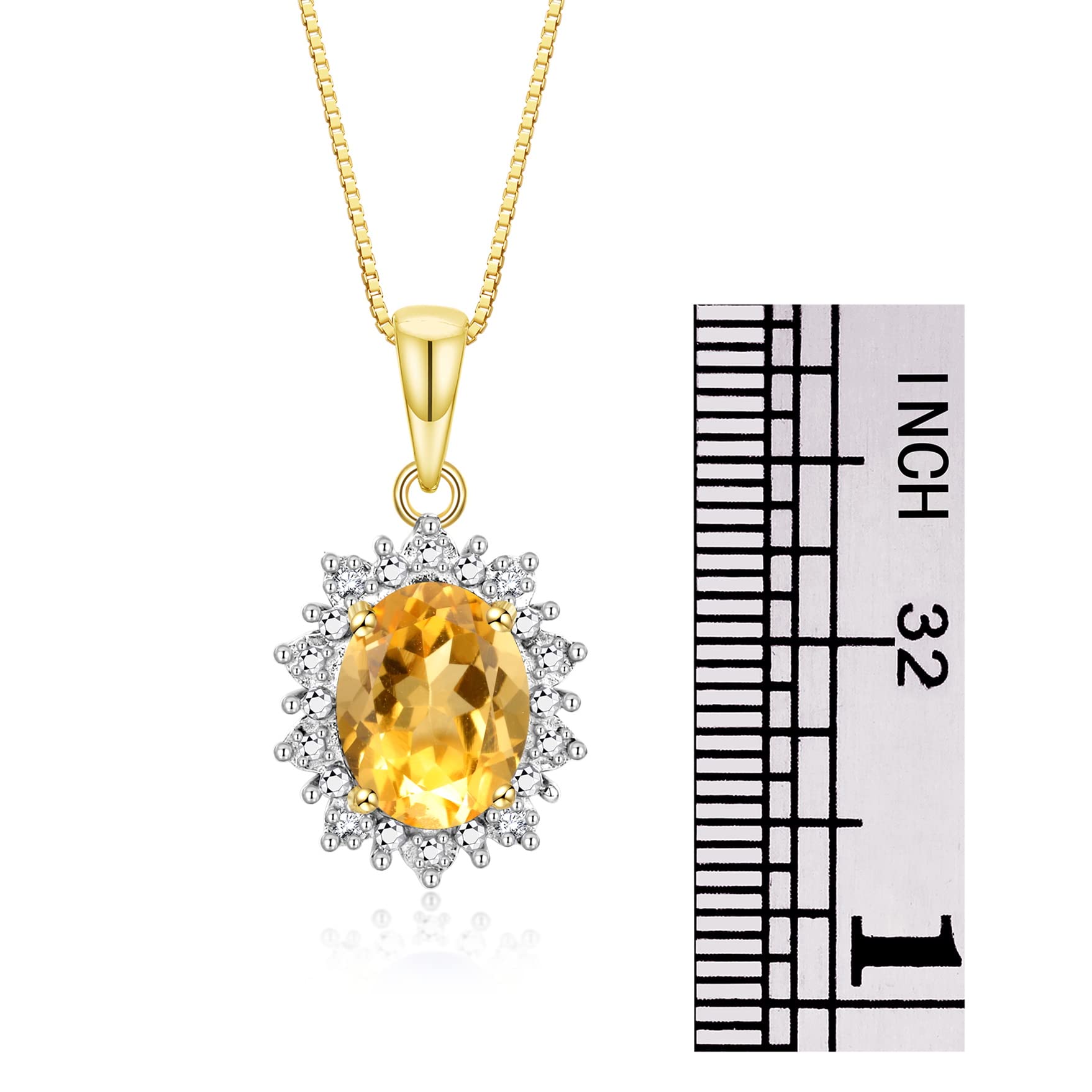 Rylos Women's Yellow Gold Plated Silver Princess Diana Ring & Pendant Set with Gemstone & Diamonds - 9X7MM Birthstone Jewelry, Matching Friendship Gift for Her, Sizes 5-10 | Perfect for Birthdays, Anniversaries & Special Occasions