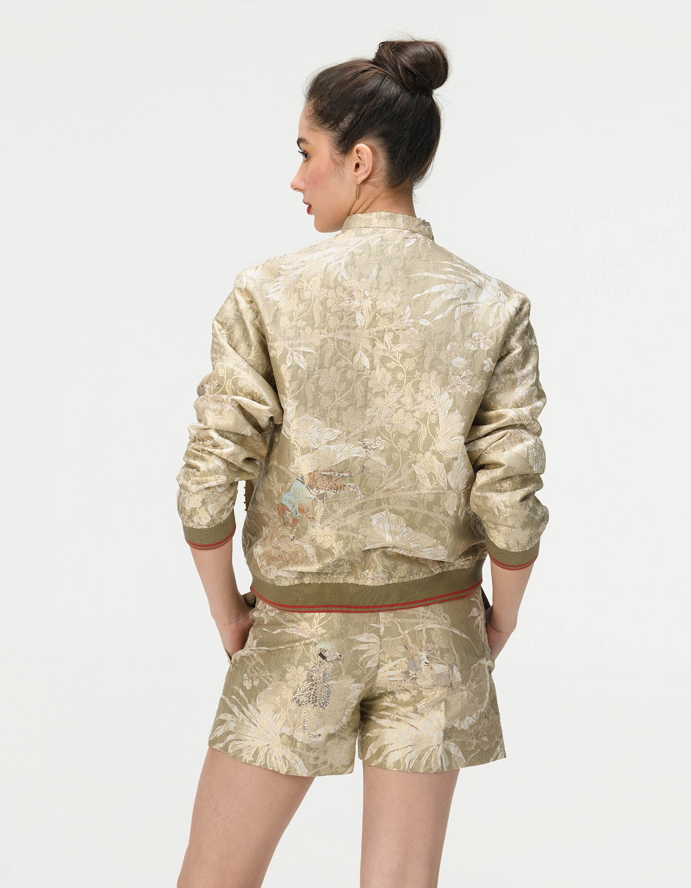 Janbaaz Bomber Jacket - Premium Silk Brocade Jacket for Men in Oyster Grey | Stylish Lightweight Outerwear for Casual Wear & Night Out