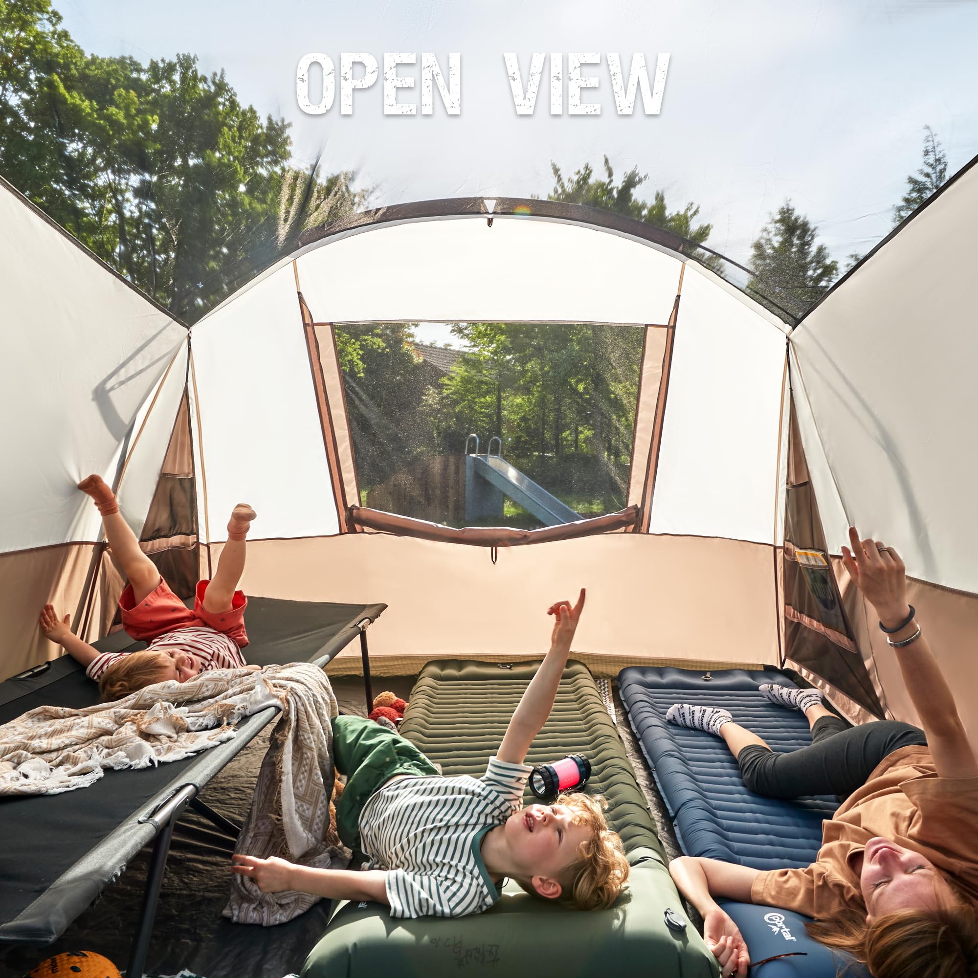 6/8/10 Person Family Camping Tent with Screen Room - Waterproof Large Tunnel Tent with Rainfly - Spacious Outdoor Tent for Camping, Hiking & Backyard Parties - Perfect for Family Gatherings & Outdoor Adventures