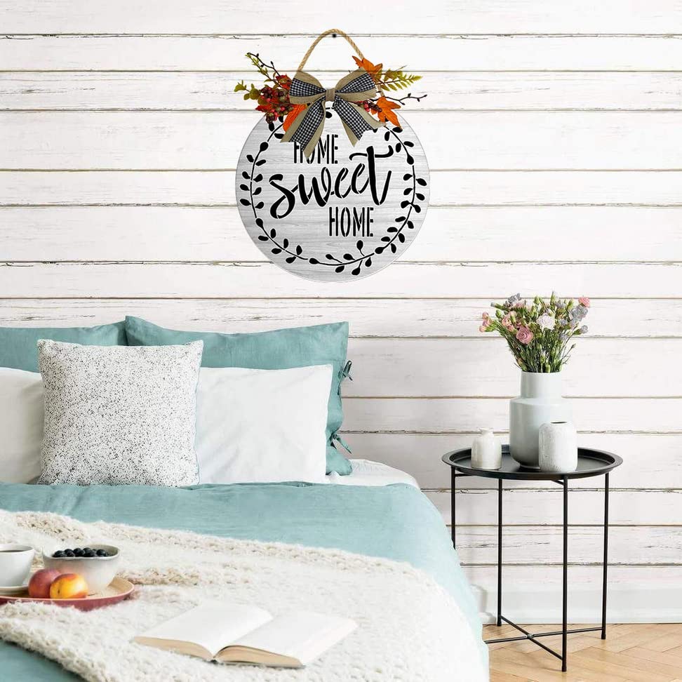 Rustic Wooden Home Sweet Home Sign - Farmhouse Wall Decor, Wooden Door Sign for Entryway, Living Room & Bedroom - Handmade Rustic Wall Art for Cozy Home Decor