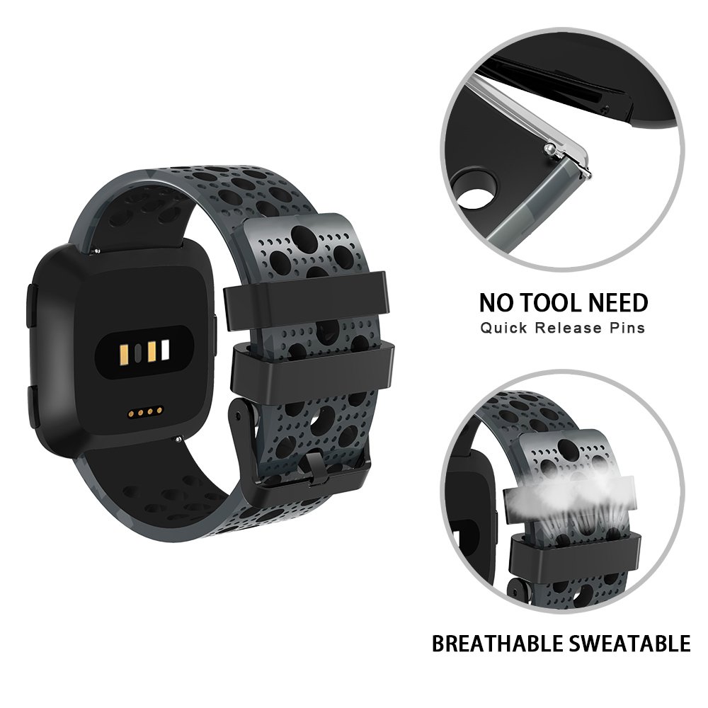 Breathable Sport Strap Compatible with Fitbit Versa - Replacement Band for Women & Men (Small/Large) - Perfect for Workouts, Running & Daily Fitness Tracking