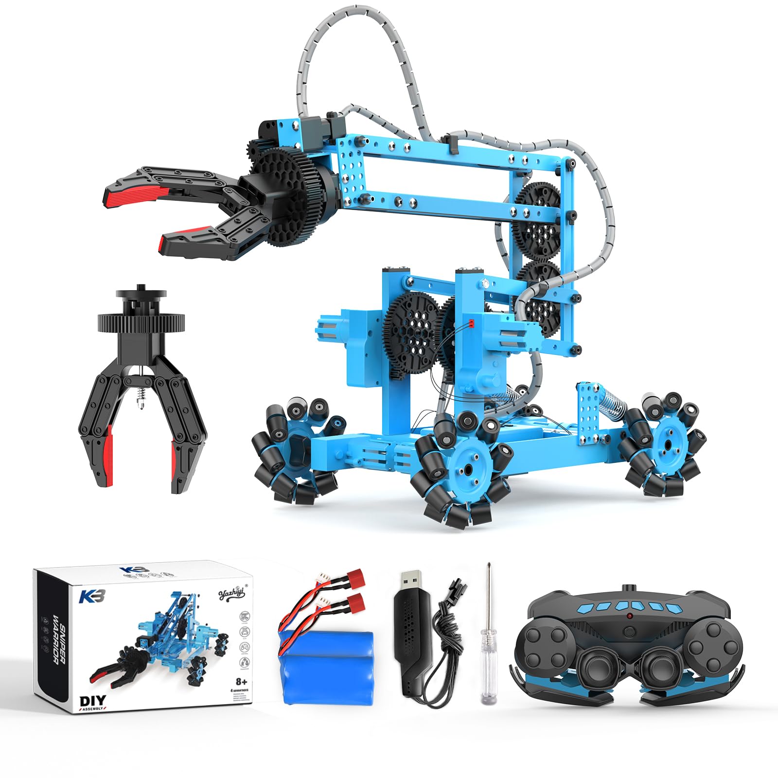 Remote Control Robot Arm Building Kit - 360° Flexible Gripper & Wheels, 103Pcs STEM Educational Toy for Kids & Adults | Perfect for Birthday Gifts, Science Projects & Robotics Learning (Includes Gift Box)