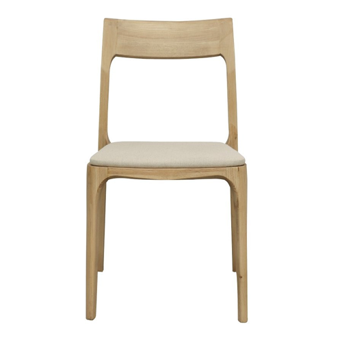 Carson Natural Linen Dining Chair - Modern Farmhouse Style Wooden Chair for Kitchen, Dining Room, and Breakfast Nook