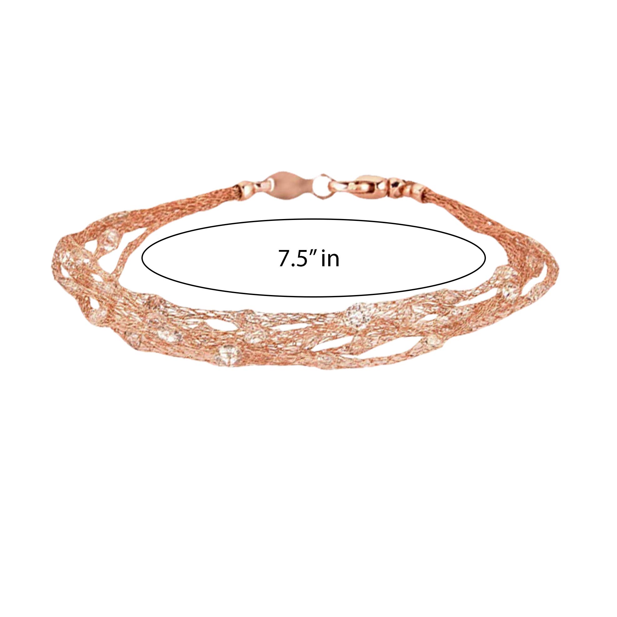925 Sterling Silver Floating Gemstone Multi-Strand Bracelet for Women | 7.5